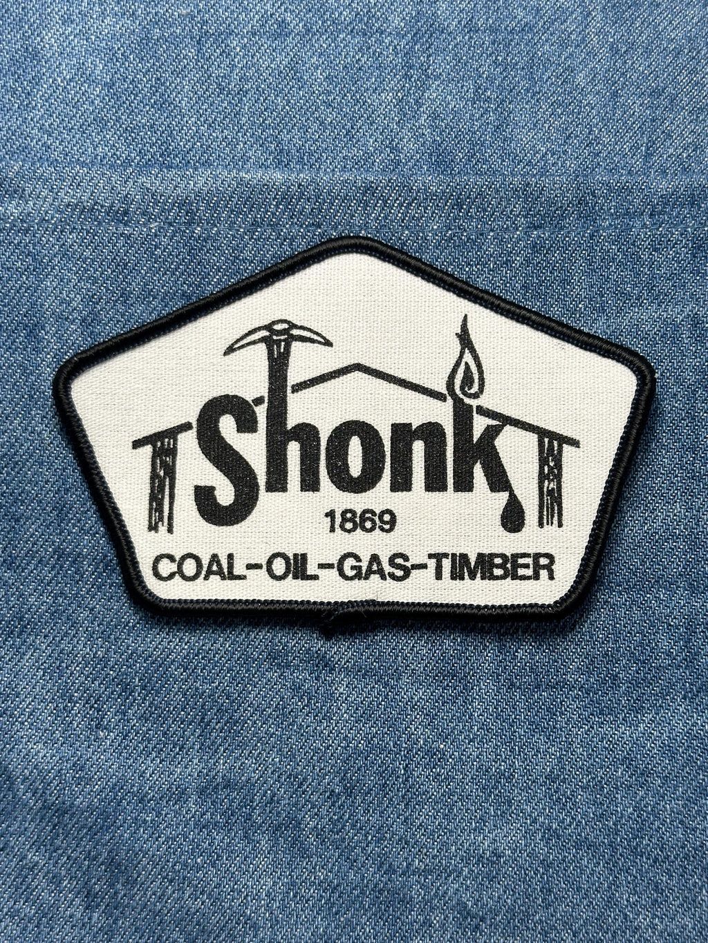 Shonk Collectable Patch: Sew-On Black & White - Industrial Heritage Accessory