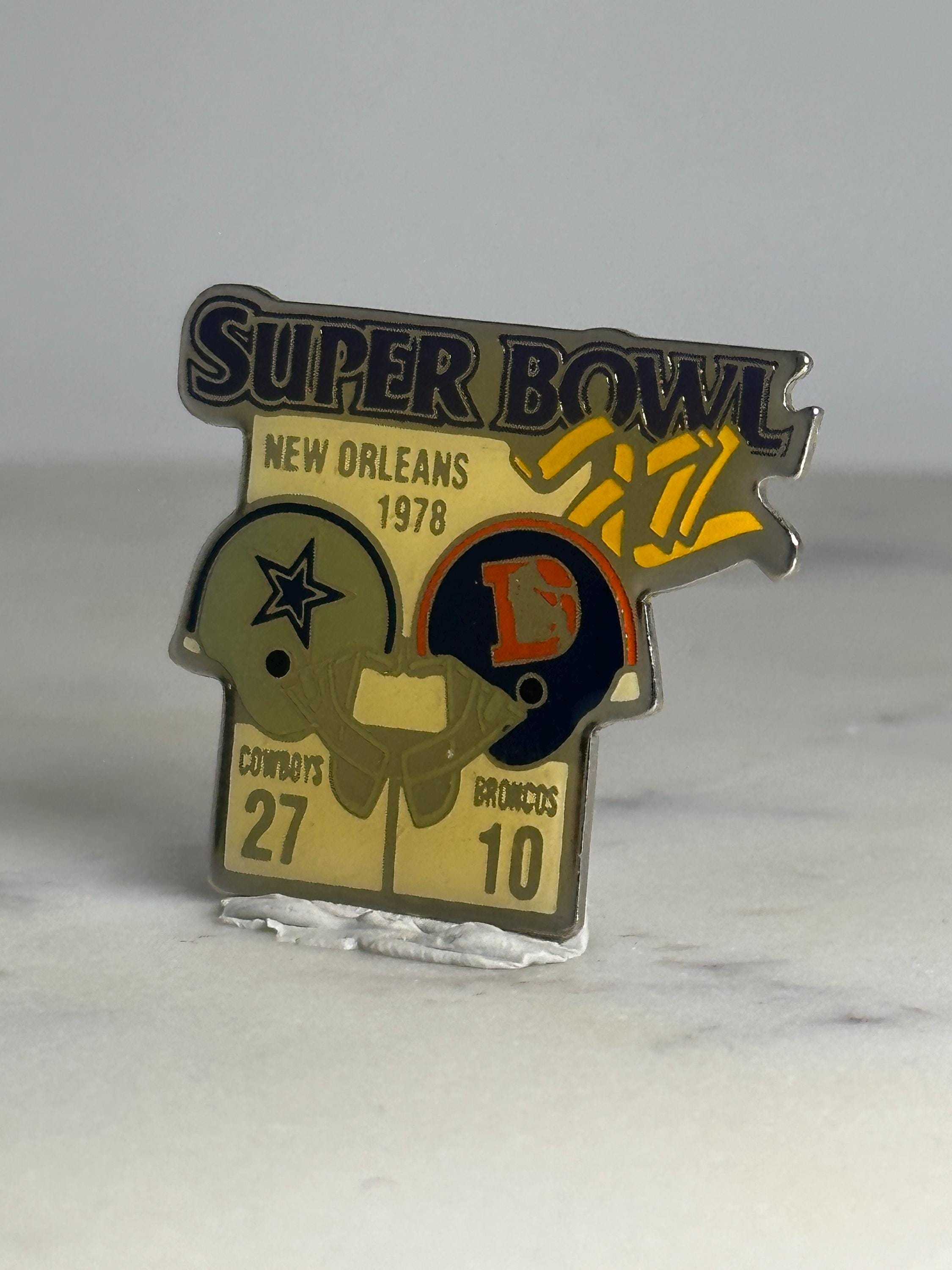 Super Bowl XII Football Pin: Dallas vs Denver Gold Enamel - 1978 Sports Accessory
