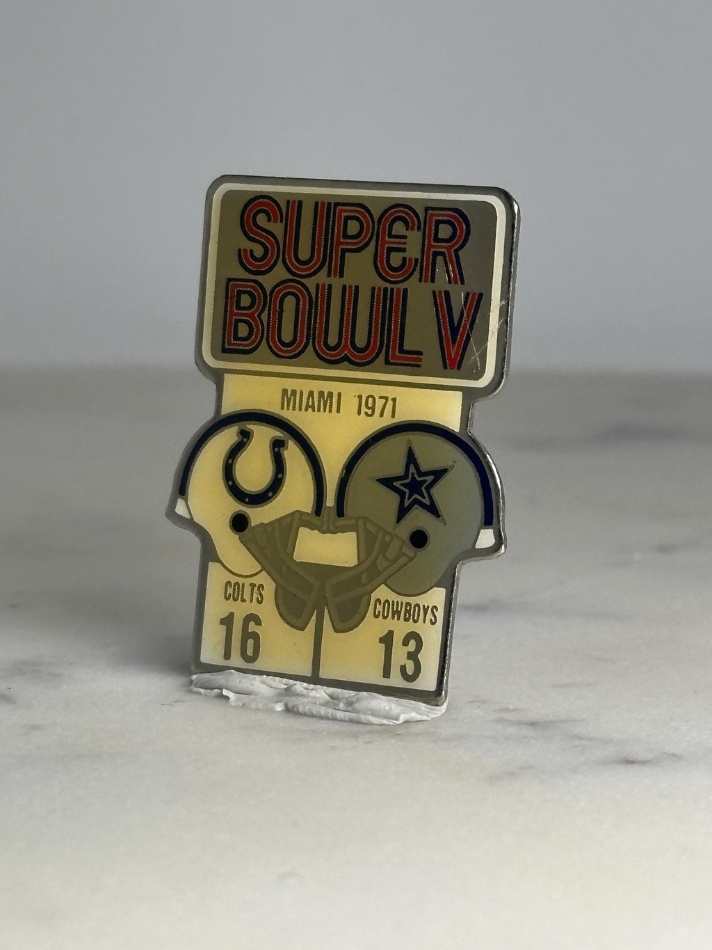 Super Bowl V Football Pin: Gold Enamel Finish - 1971 Sports Accessory