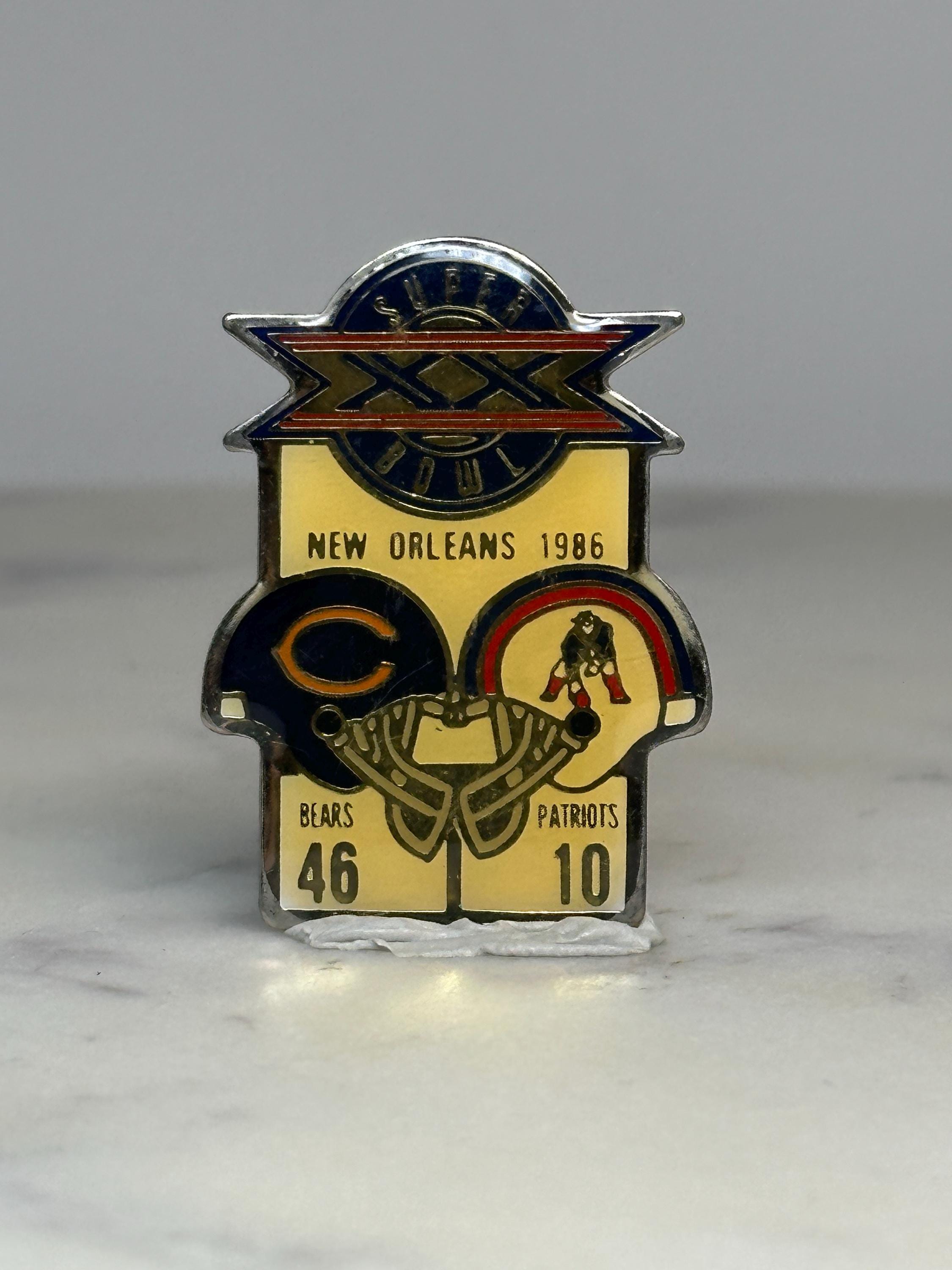 Super Bowl XX Sports Pin: Bears vs Patriots Enamel - 1986 Football Accessory