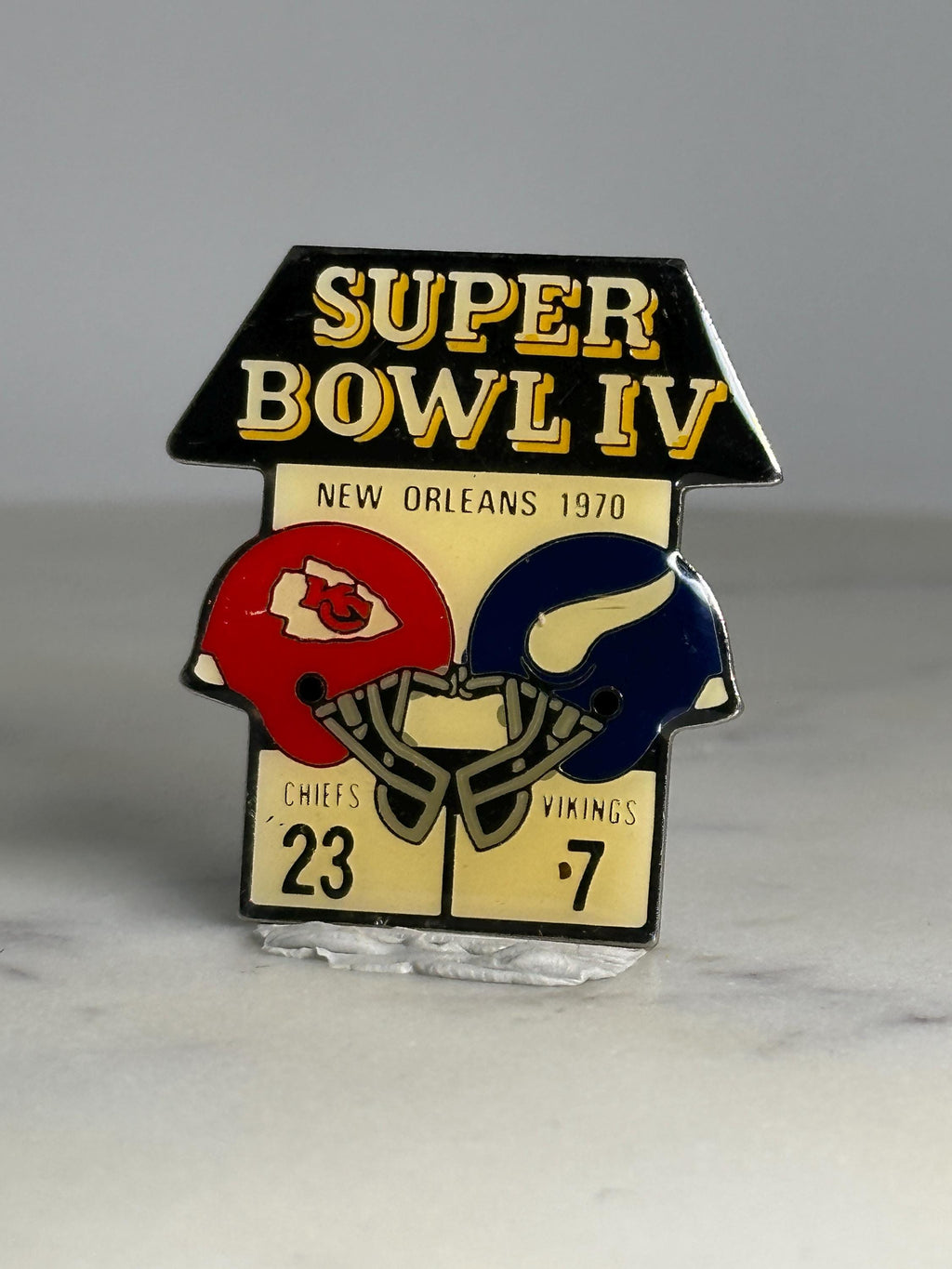 Super Bowl IV Collector Pin: Enamel Finish - 1970 NFL Accessory