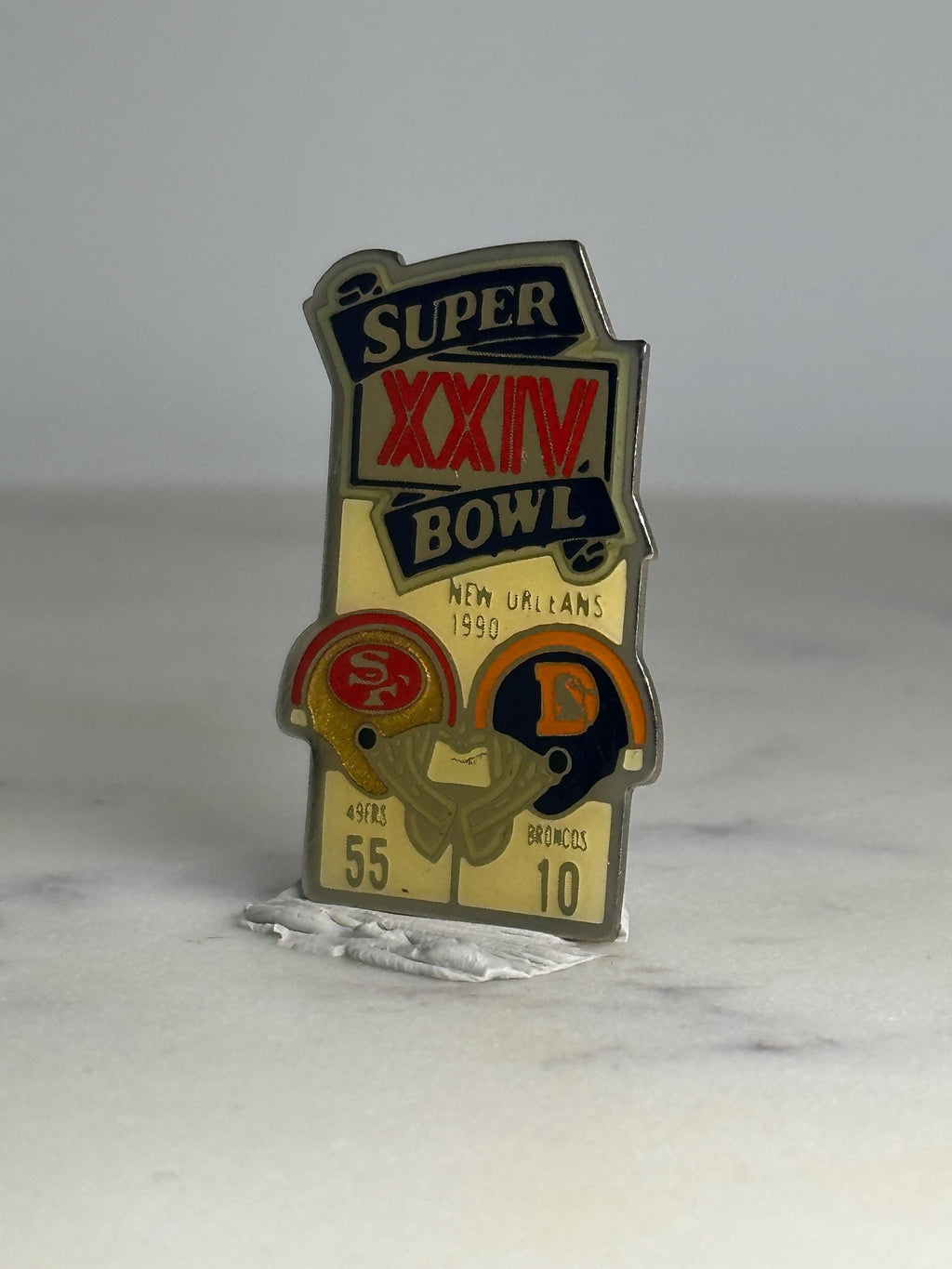 Super Bowl XXIV Collectible Pin: Gold Enamel Finish - 1990 Sports Accessory