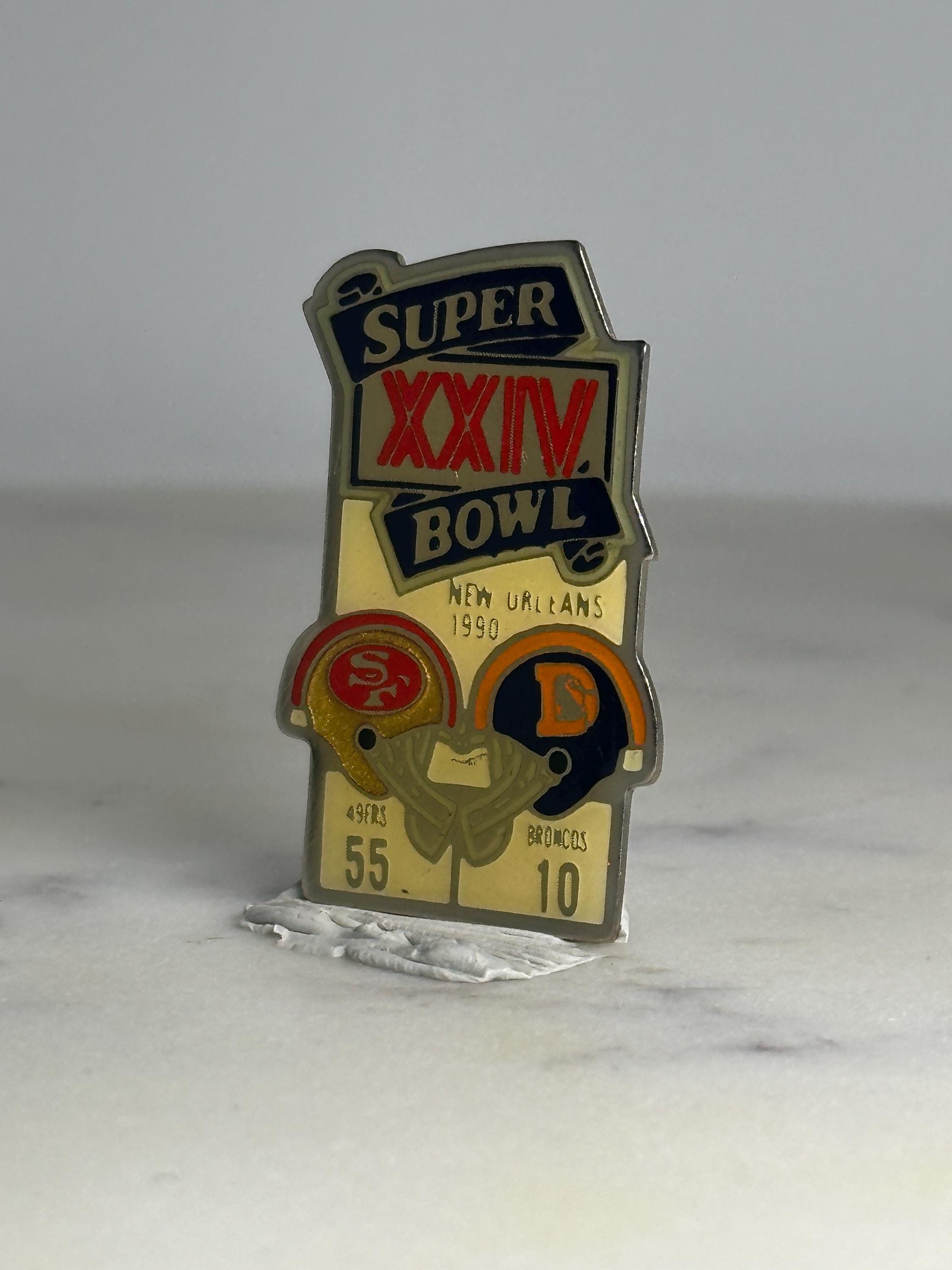 Super Bowl XXIV Collectible Pin: Gold Enamel Finish - 1990 Sports Accessory
