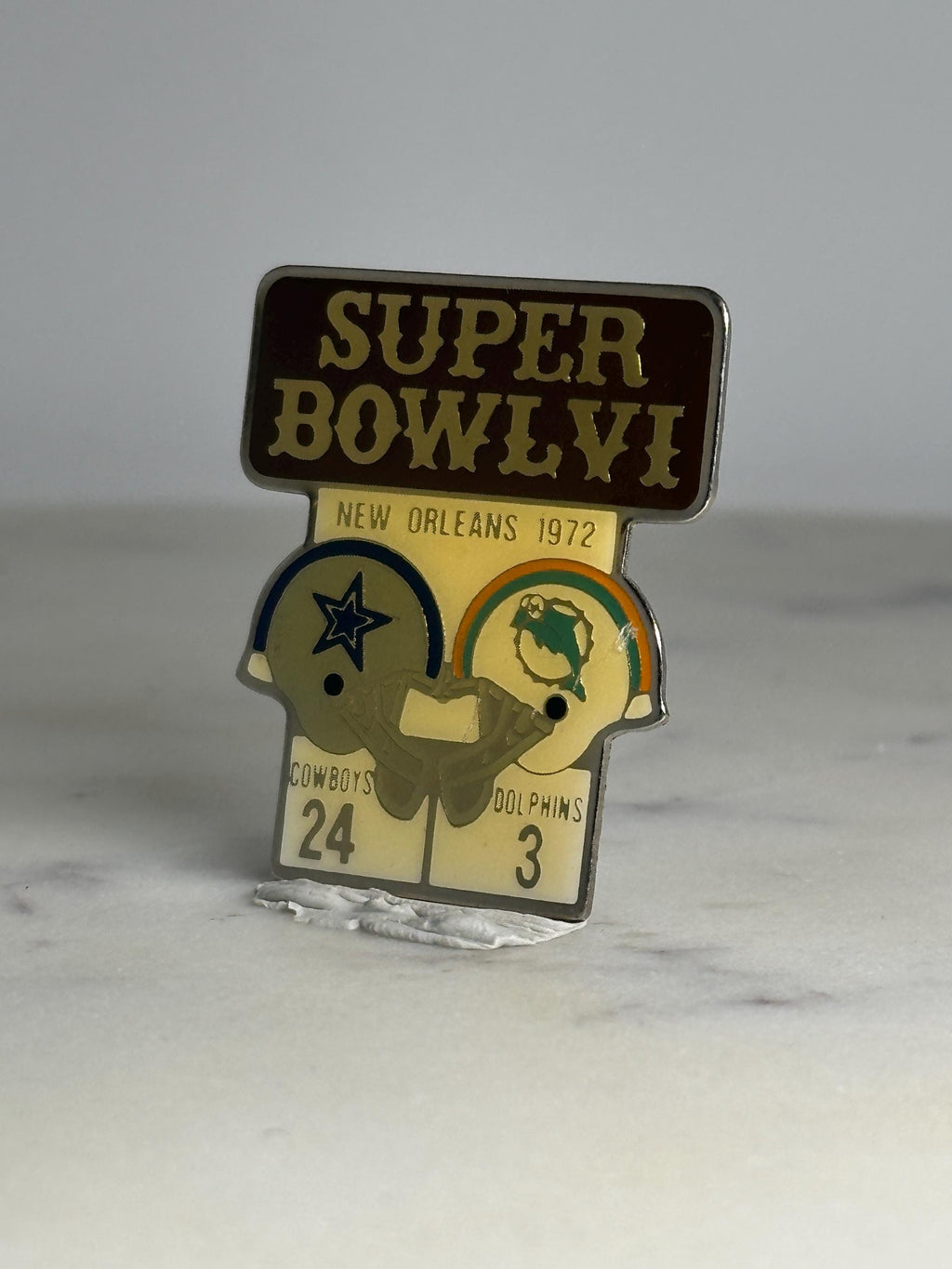 Super Bowl VI Commemorative Pin: Enamel Finish - 1972 Sports Accessory