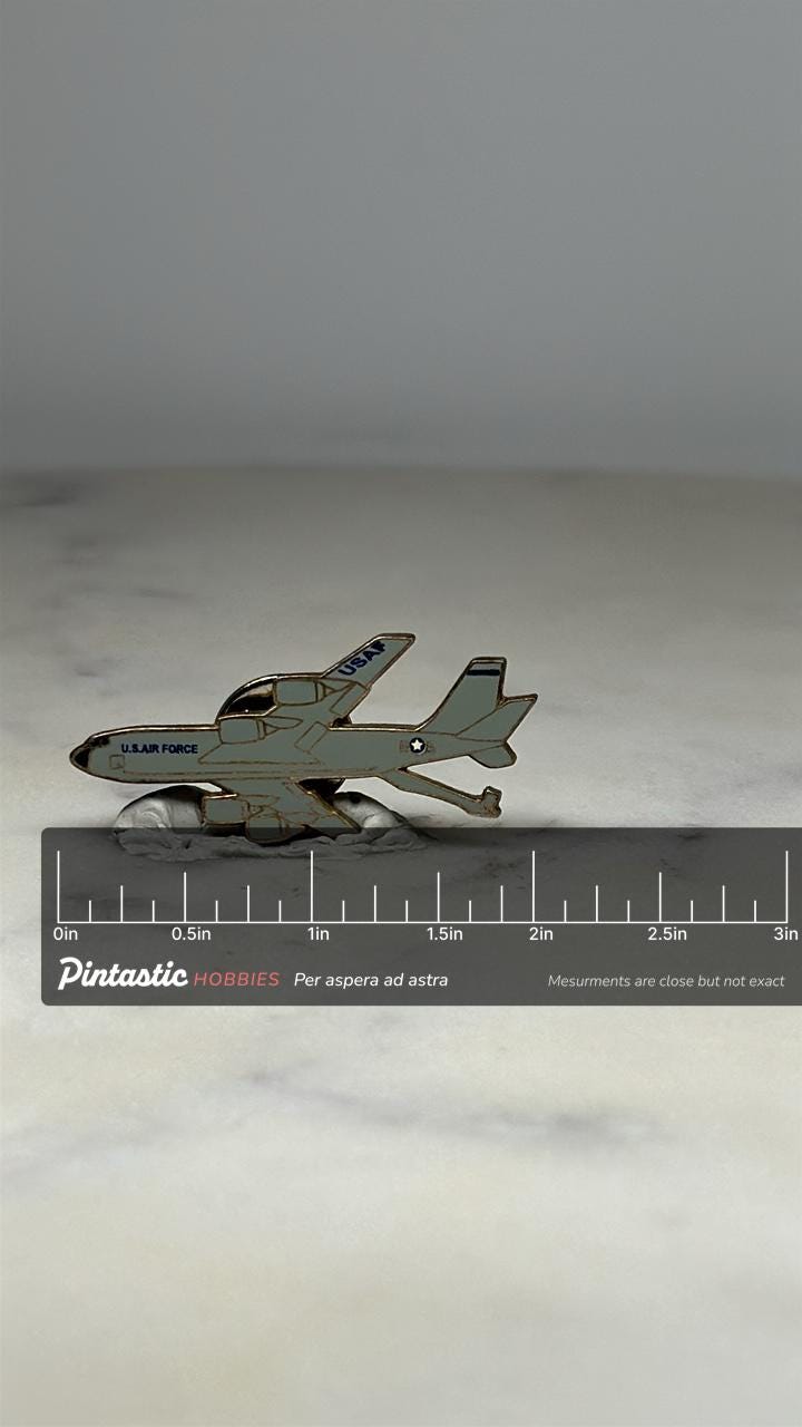 Vintage A-10 Thunderbolt II “Warthog” U.S. Air Force Lapel Pin – Military Aviation Tie Tack with ruler overlay for size refer