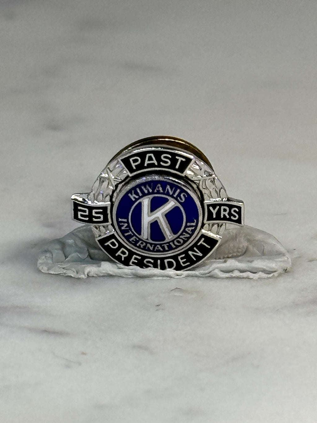 Kiwanis Past President Pin: Silver & Blue Enamel - 25 Years Service Accessory