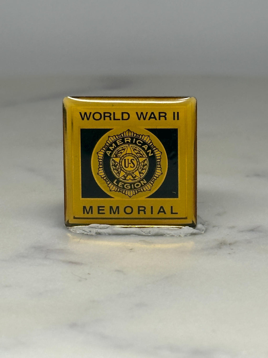 WWII Memorial Pin: Yellow Enamel - Military Tribute Accessory