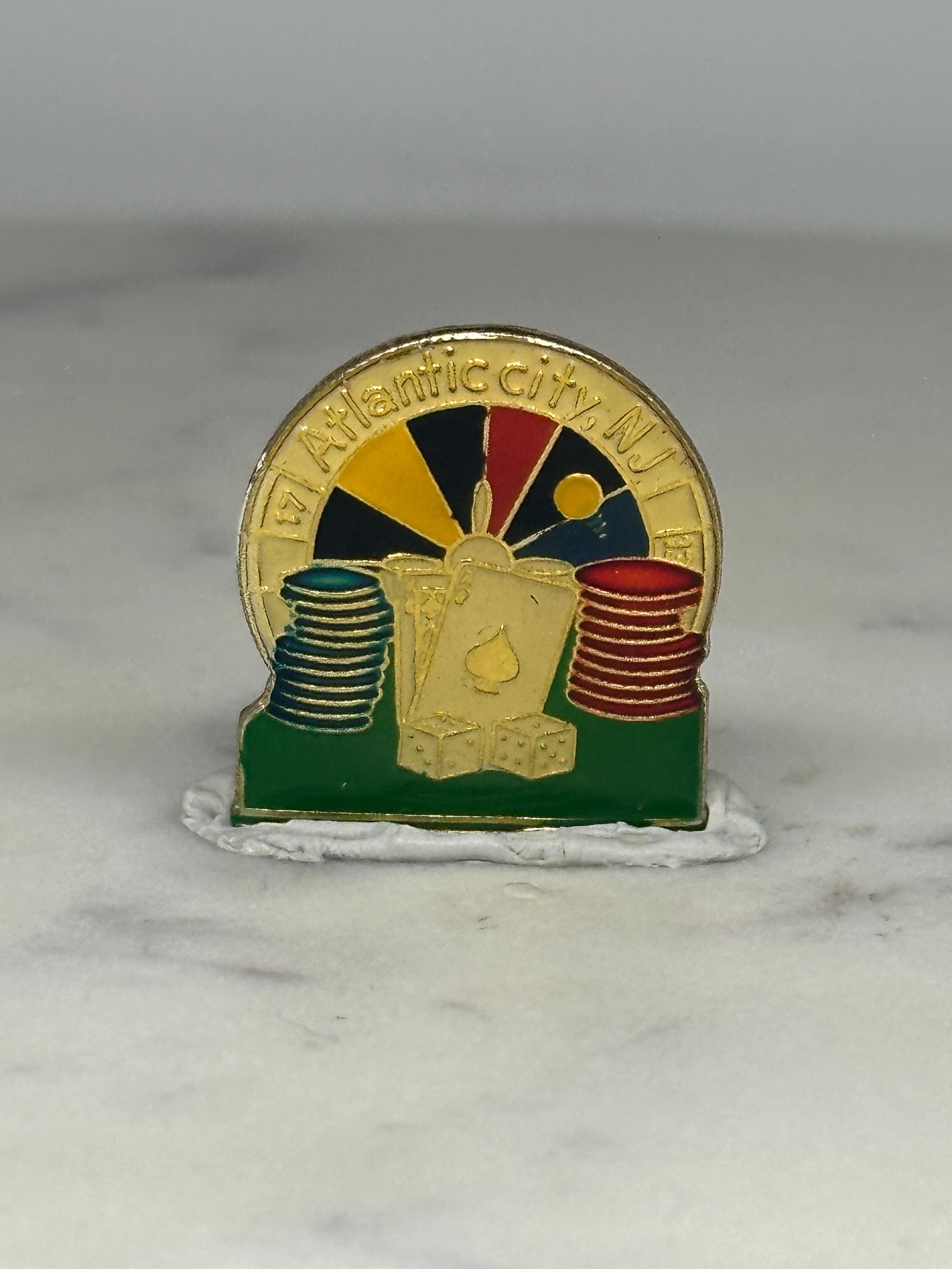 Atlantic City NJ Casino Pin: Multicolor Enamel Finish - Vintage Travel Accessory