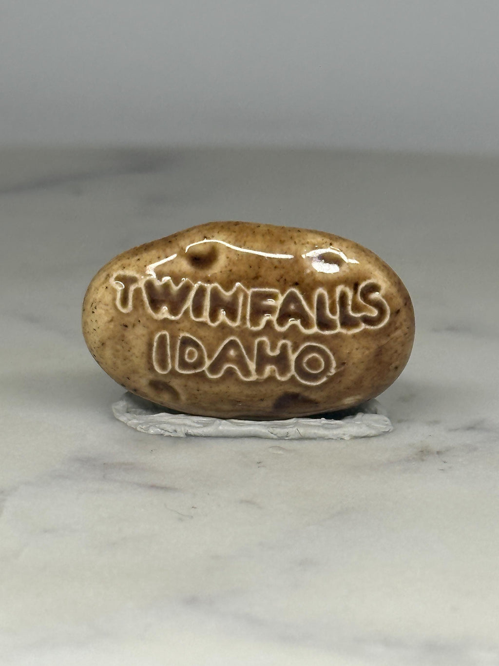 Twin Falls Idaho Souvenir Pin: Ceramic Stone Look - Retro Travel Accessory