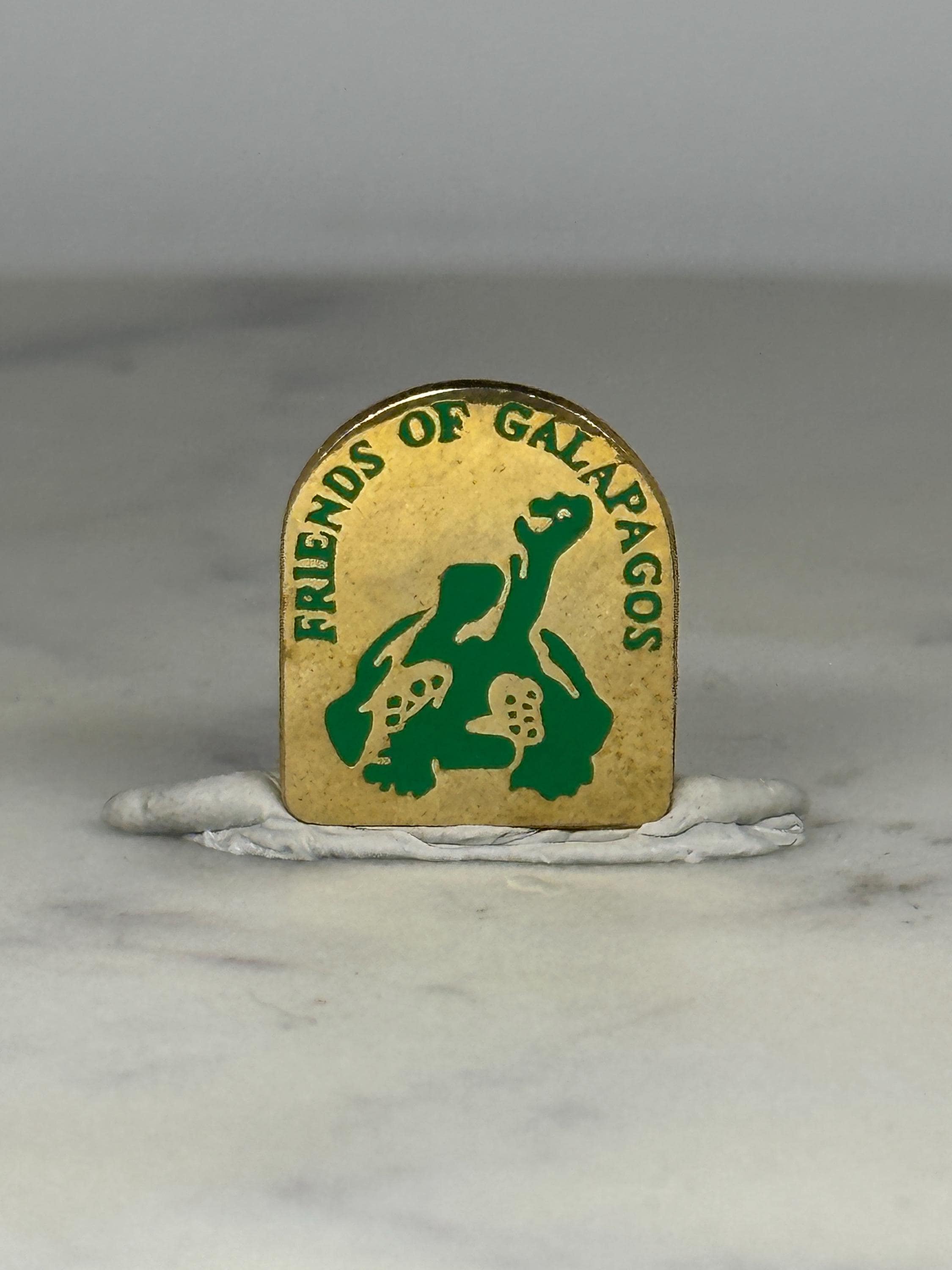 Friends of Galapagos Pin: Gold & Green Cloisonné - Wildlife Supporter Accessory