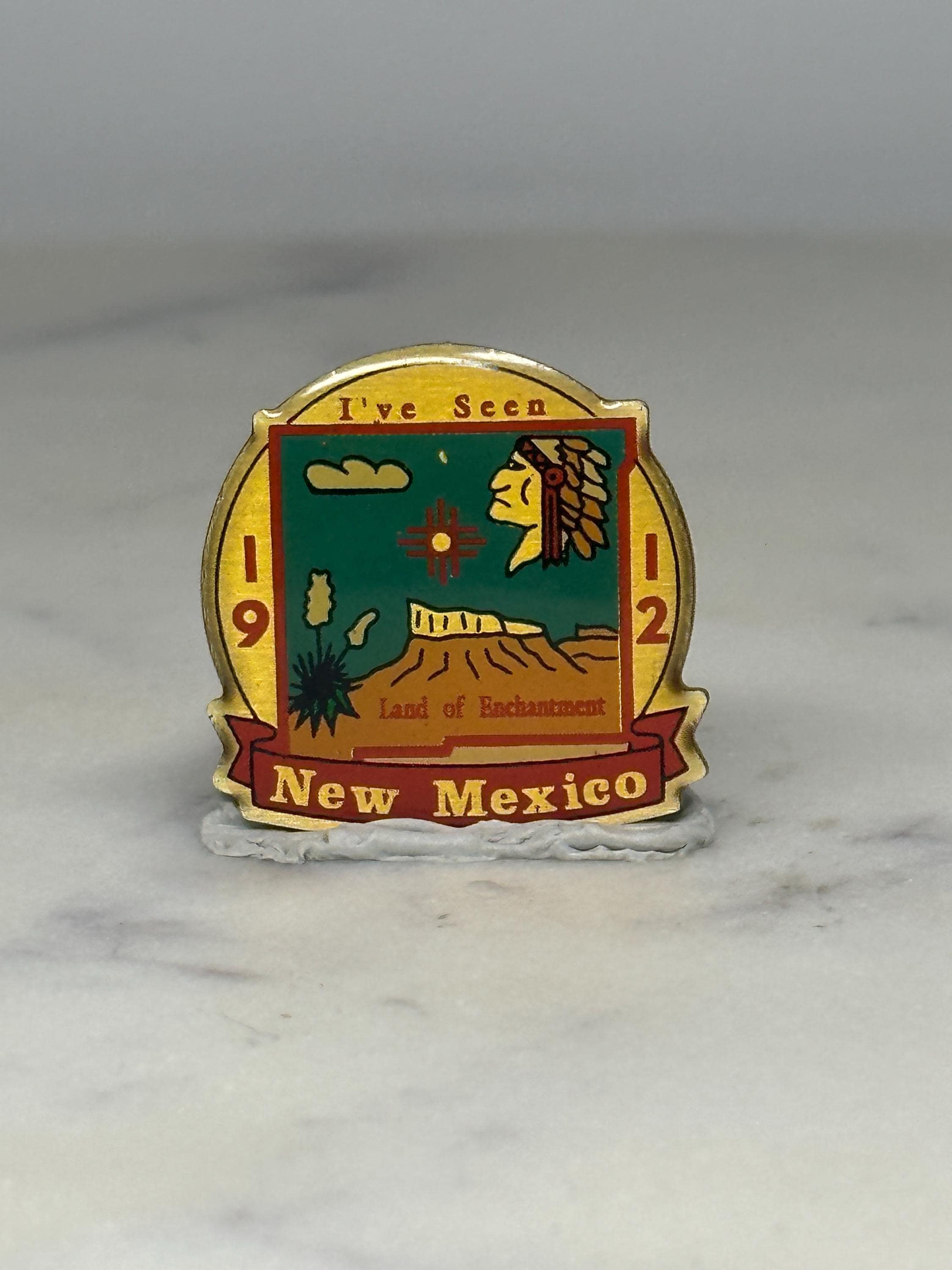 New Mexico State Souvenir Pin: Gold Enamel - Vintage Travel Accessory