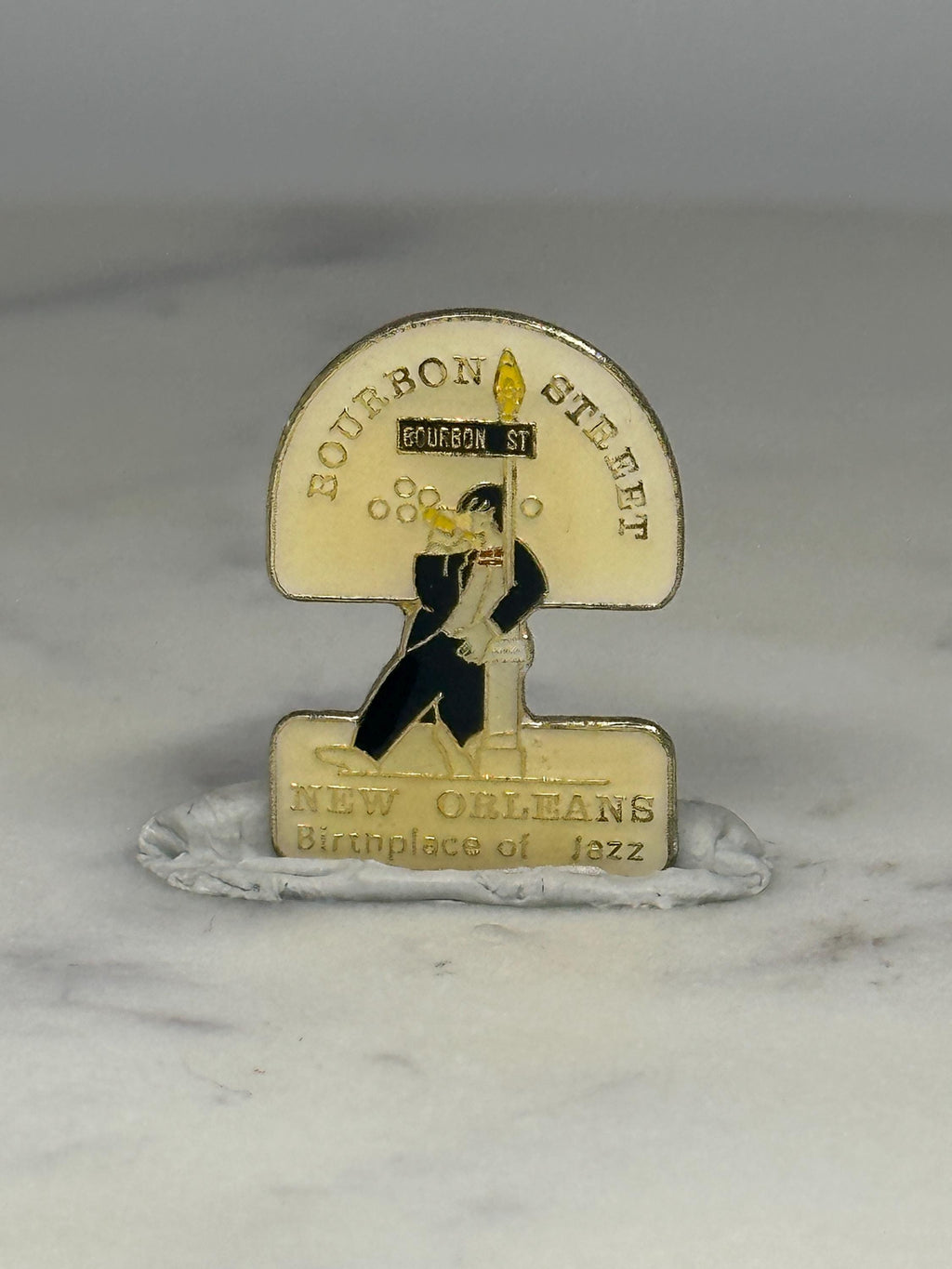 New Orleans Jazz Lapel Pin: Enamel Gold-Tone - Bourbon Street Accessory