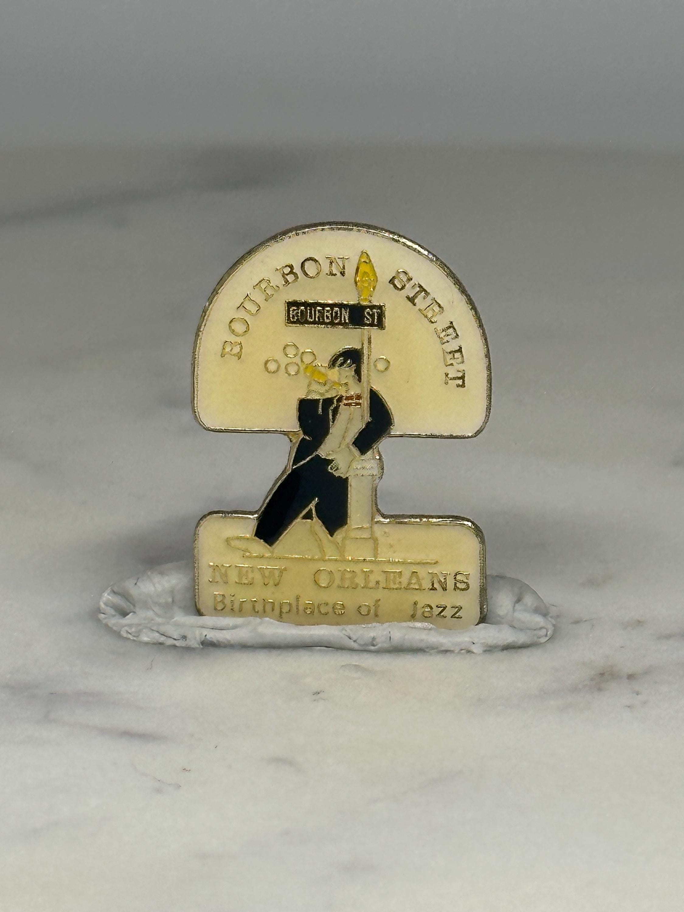 New Orleans Jazz Lapel Pin: Enamel Gold-Tone - Bourbon Street Accessory