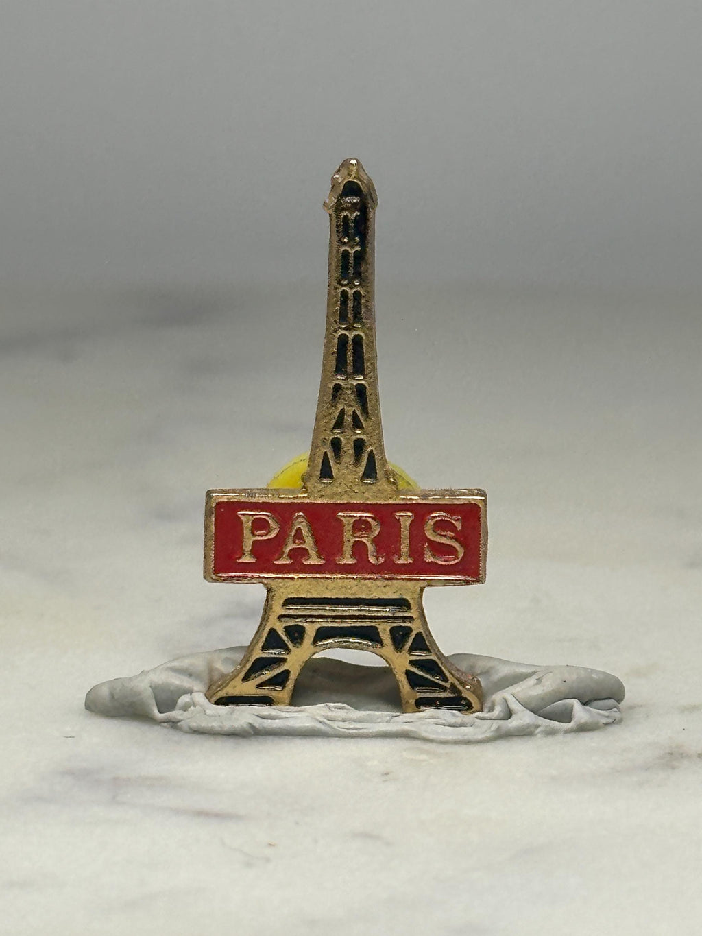 Eiffel Tower Souvenir Pin: Gold & Red Enamel - Paris Travel Accessory