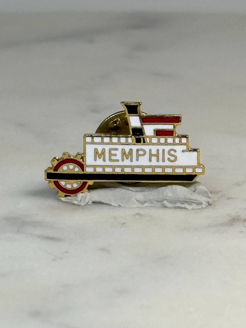 Memphis Riverboat Souvenir Pin: Gold Enamel Finish - Vintage Travel Accessory
