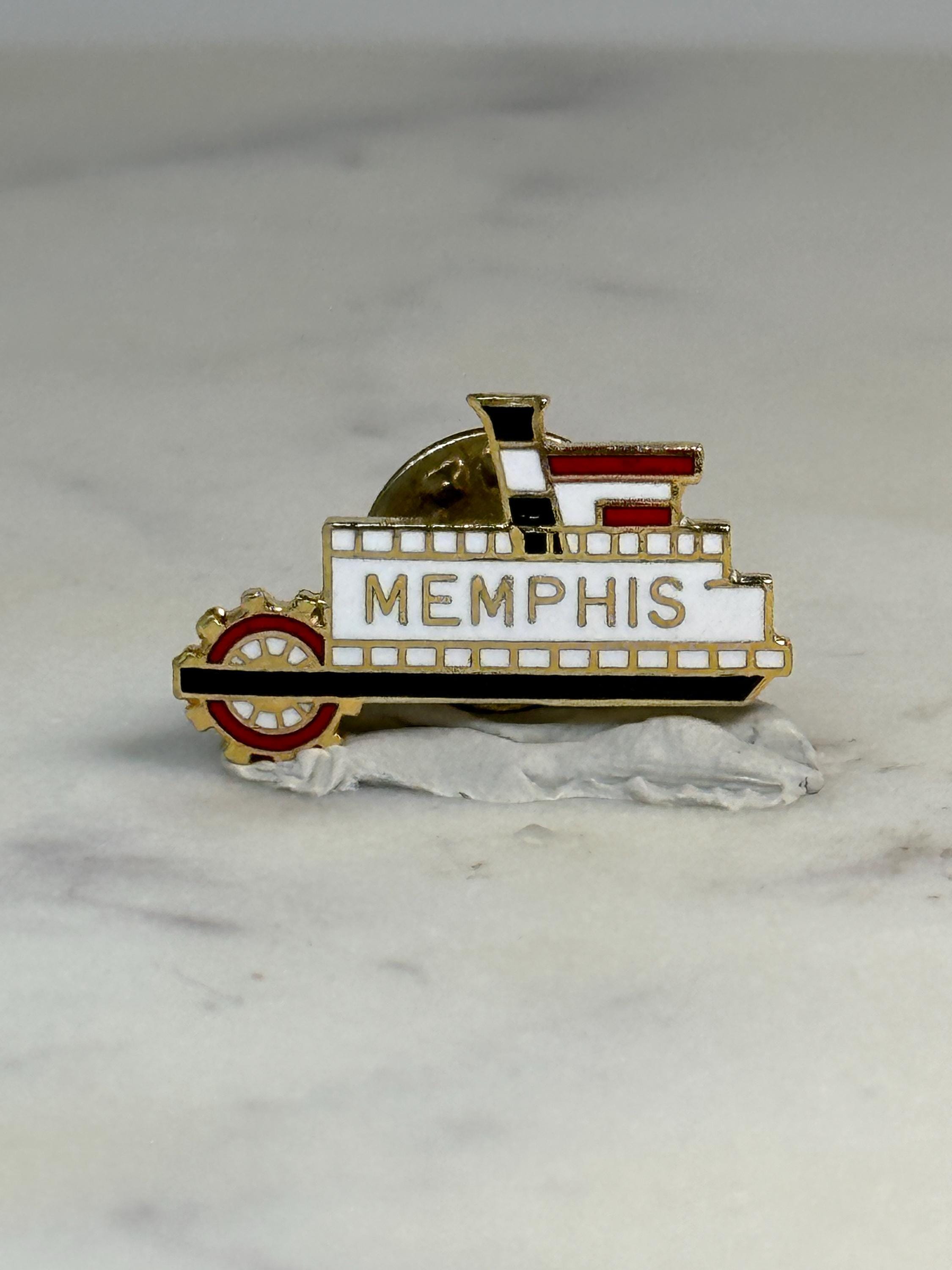 Memphis Riverboat Souvenir Pin: Gold Enamel Finish - Vintage Travel Accessory