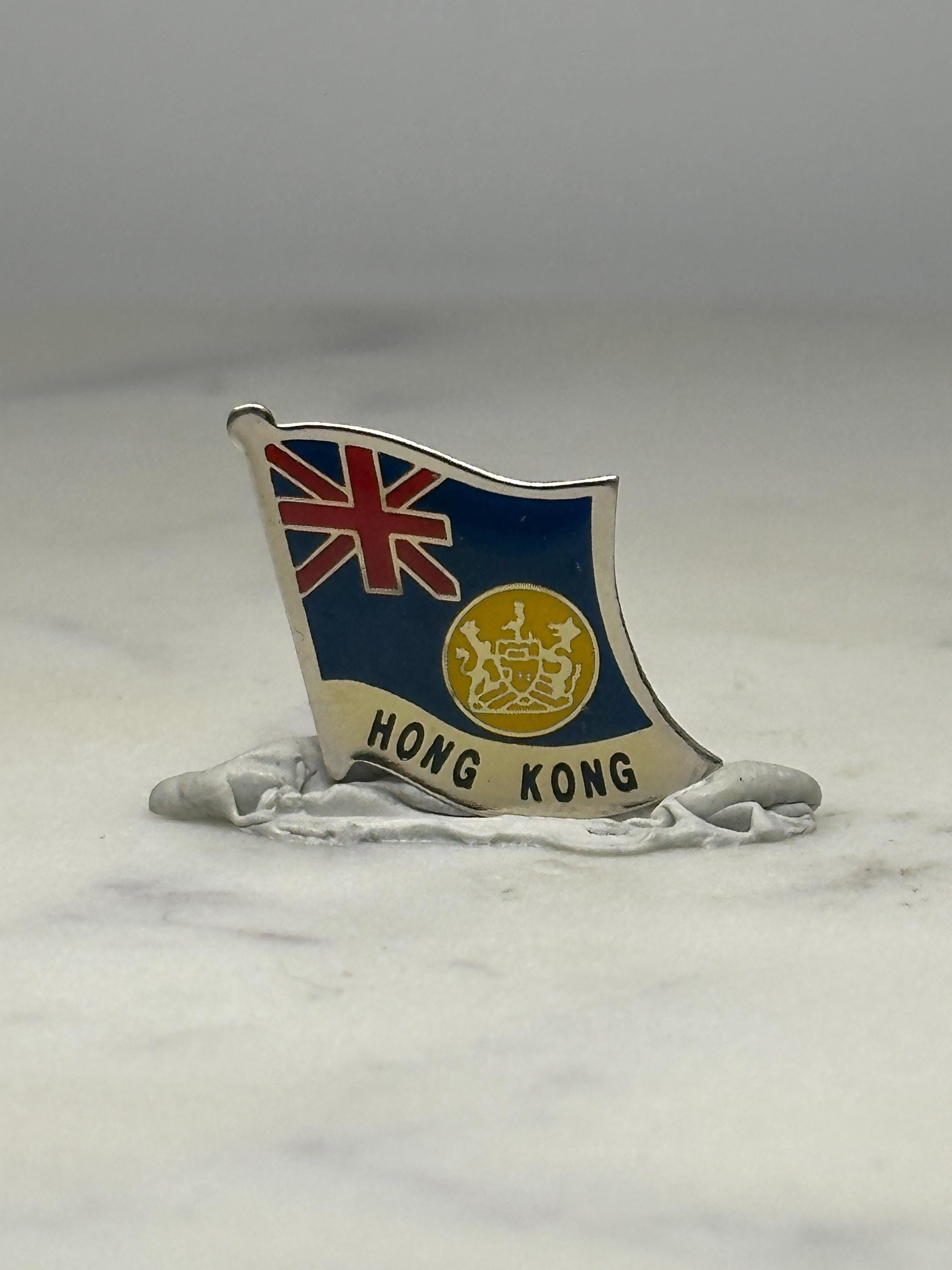 Hong Kong Flag Pin: Enamel Metal Finish - Colonial Era Accessory