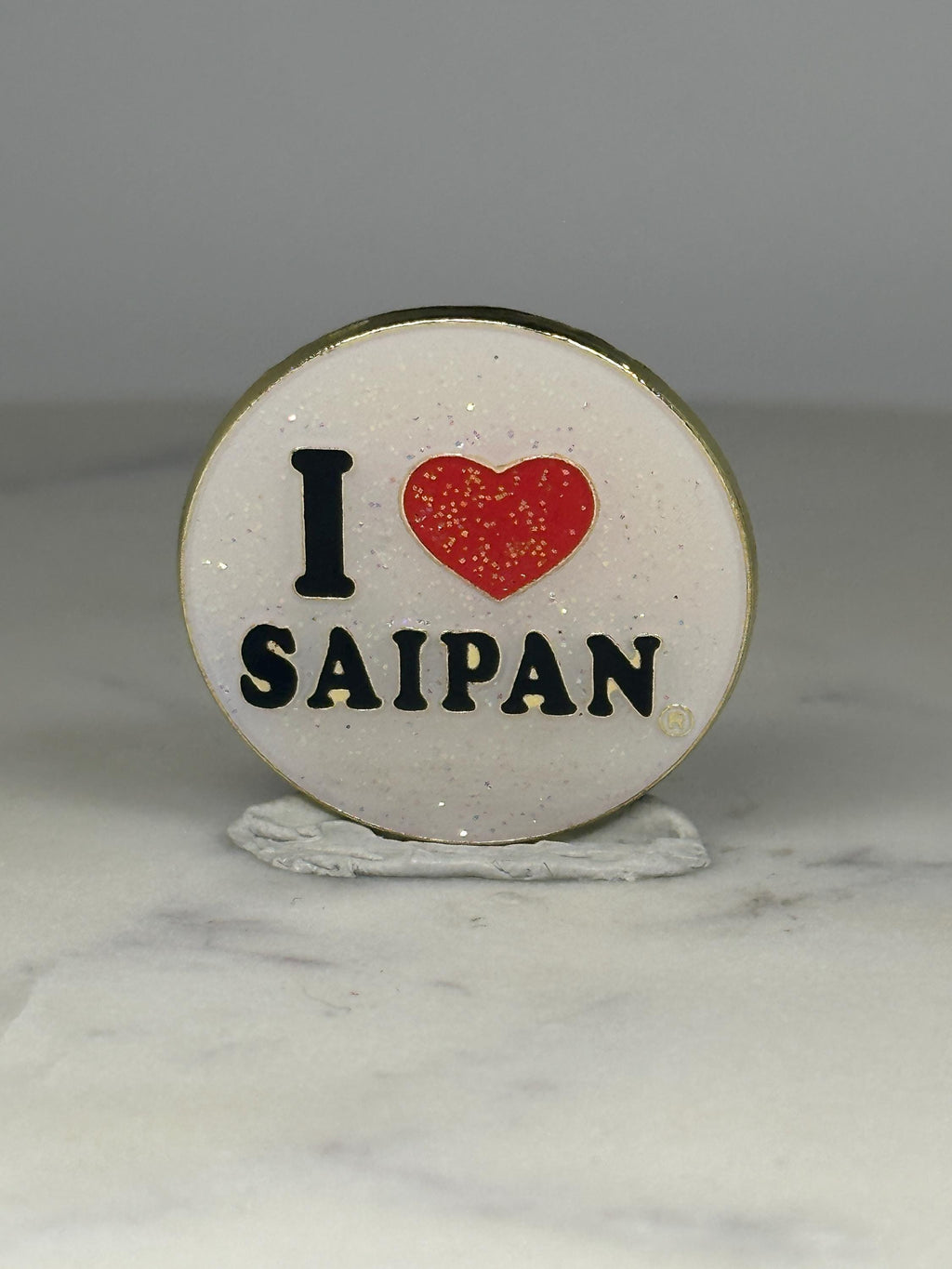 I Love Saipan Souvenir Pin: Glitter Enamel - Travel Keepsake Accessory