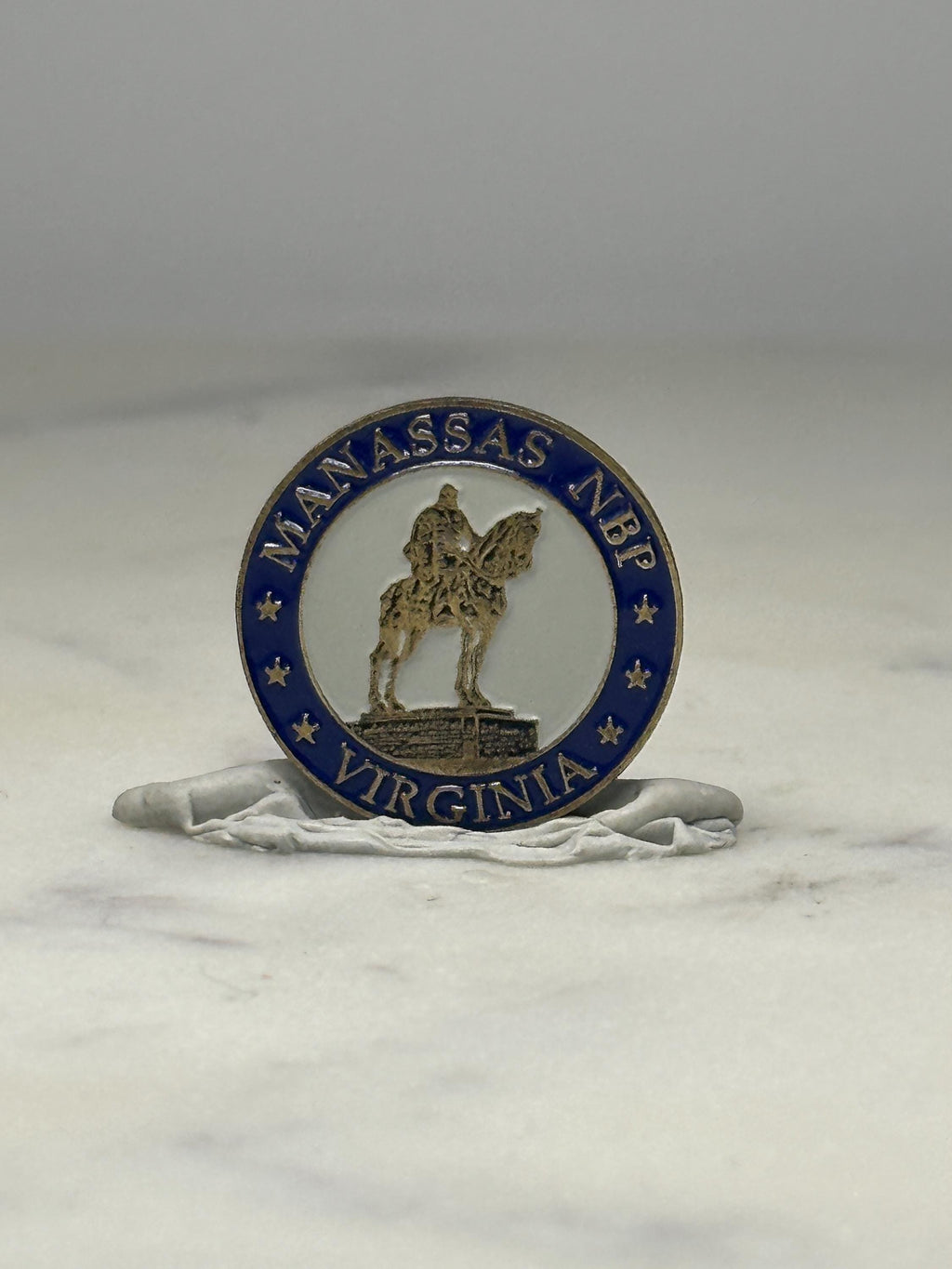 Manassas NBP Virginia Pin: Blue Enamel Circle - Historic Souvenir Accessory