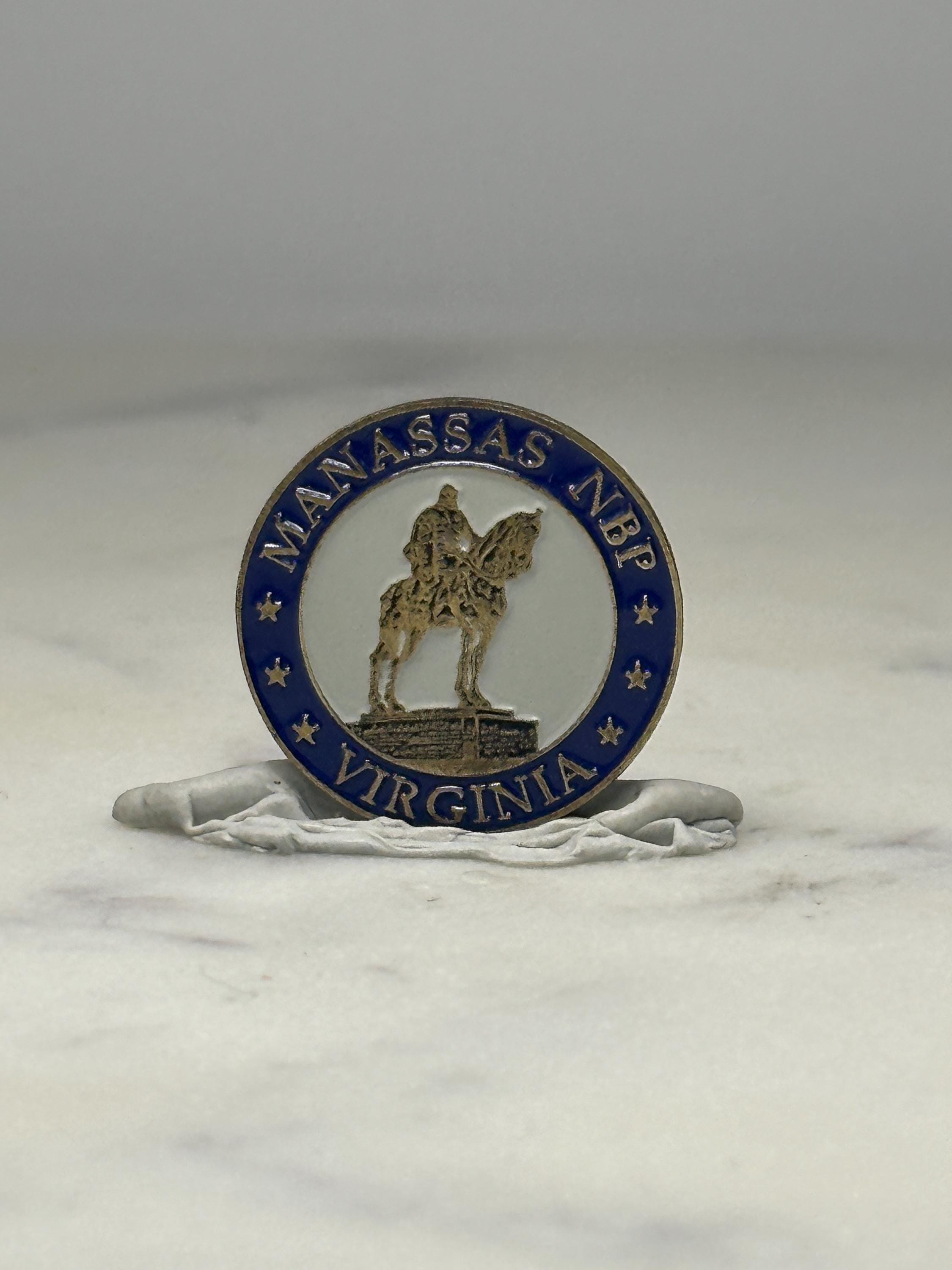Manassas NBP Virginia Pin: Blue Enamel Circle - Historic Souvenir Accessory