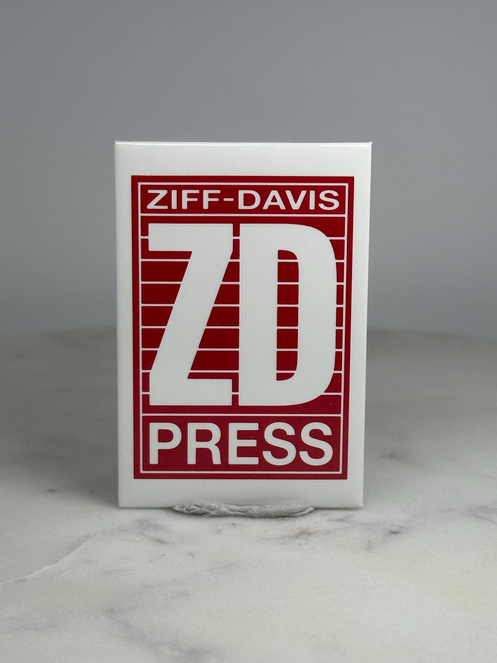 Ziff-Davis Press Button Pin: Red White Logo - Vintage Media Accessory