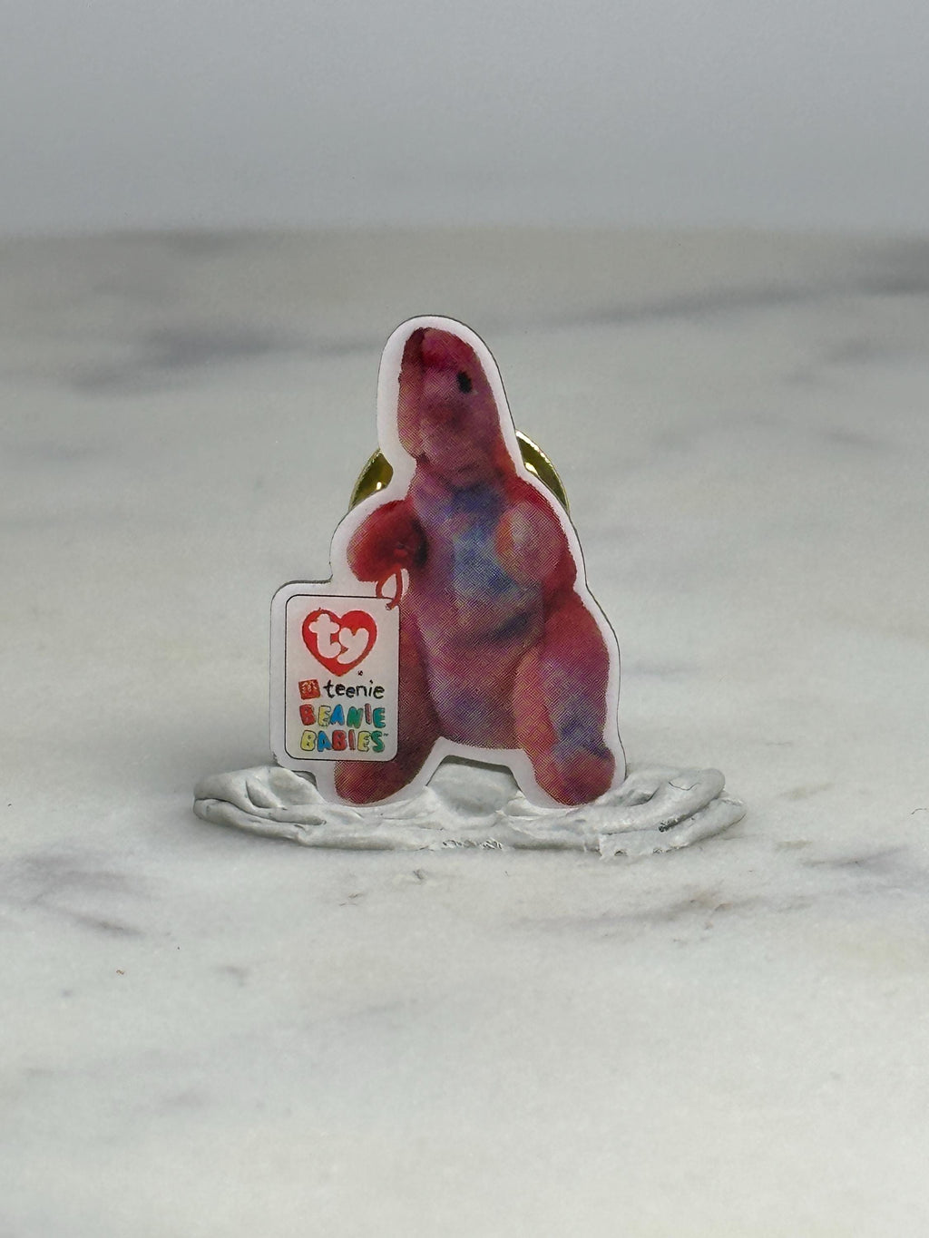 Beanie Babies Dinosaur Pin: Multicolor Pink - 90s Nostalgia Accessory