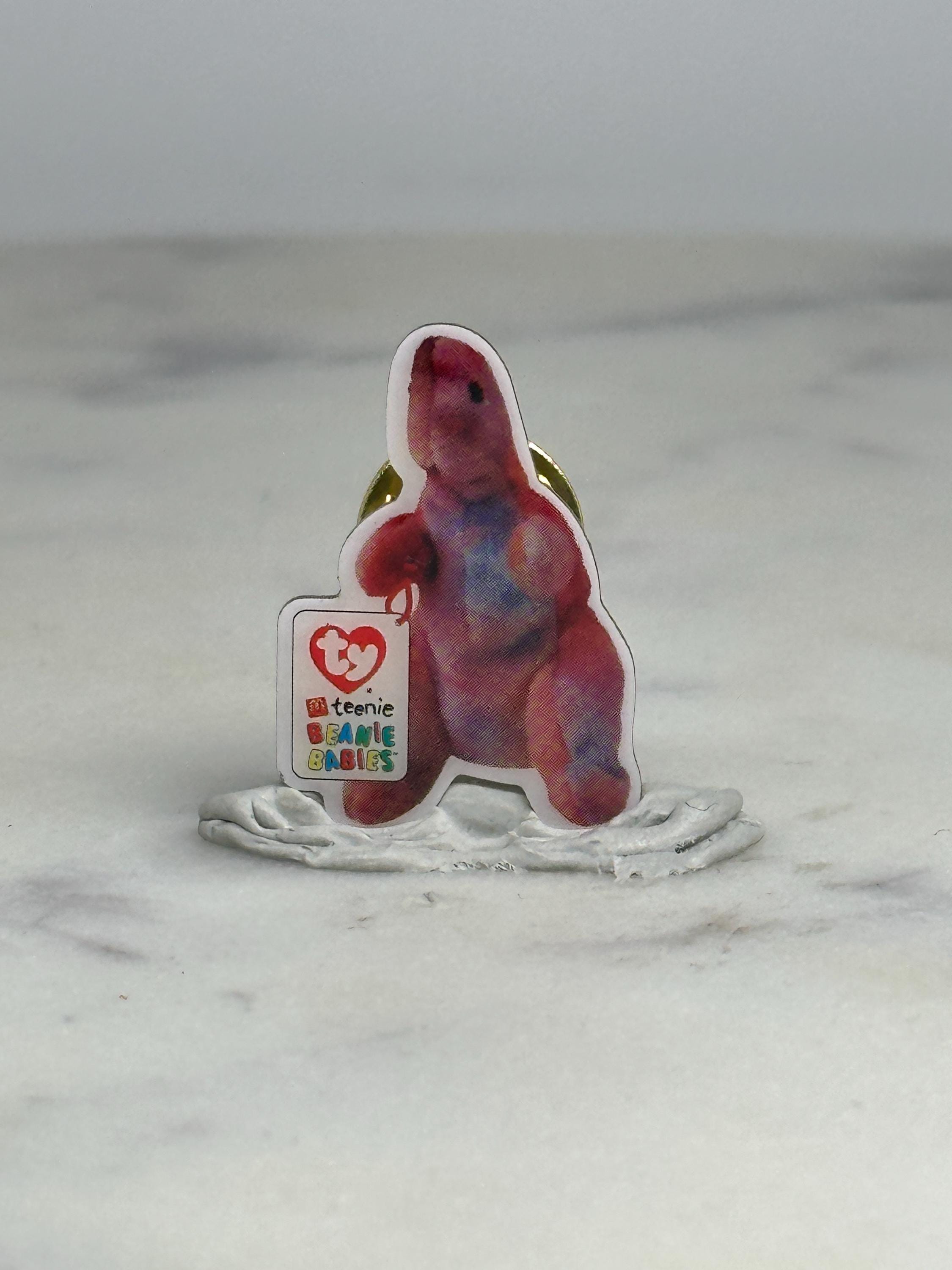 Beanie Babies Dinosaur Pin: Multicolor Pink - 90s Nostalgia Accessory