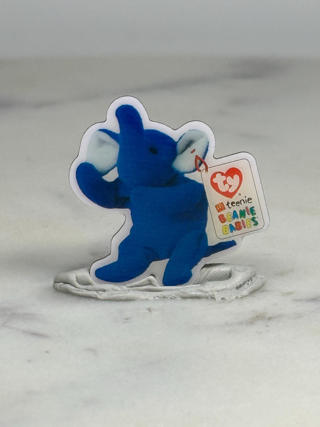 Beanie Babies Elephant Pin: Blue Colored - 90s Toy Accessory