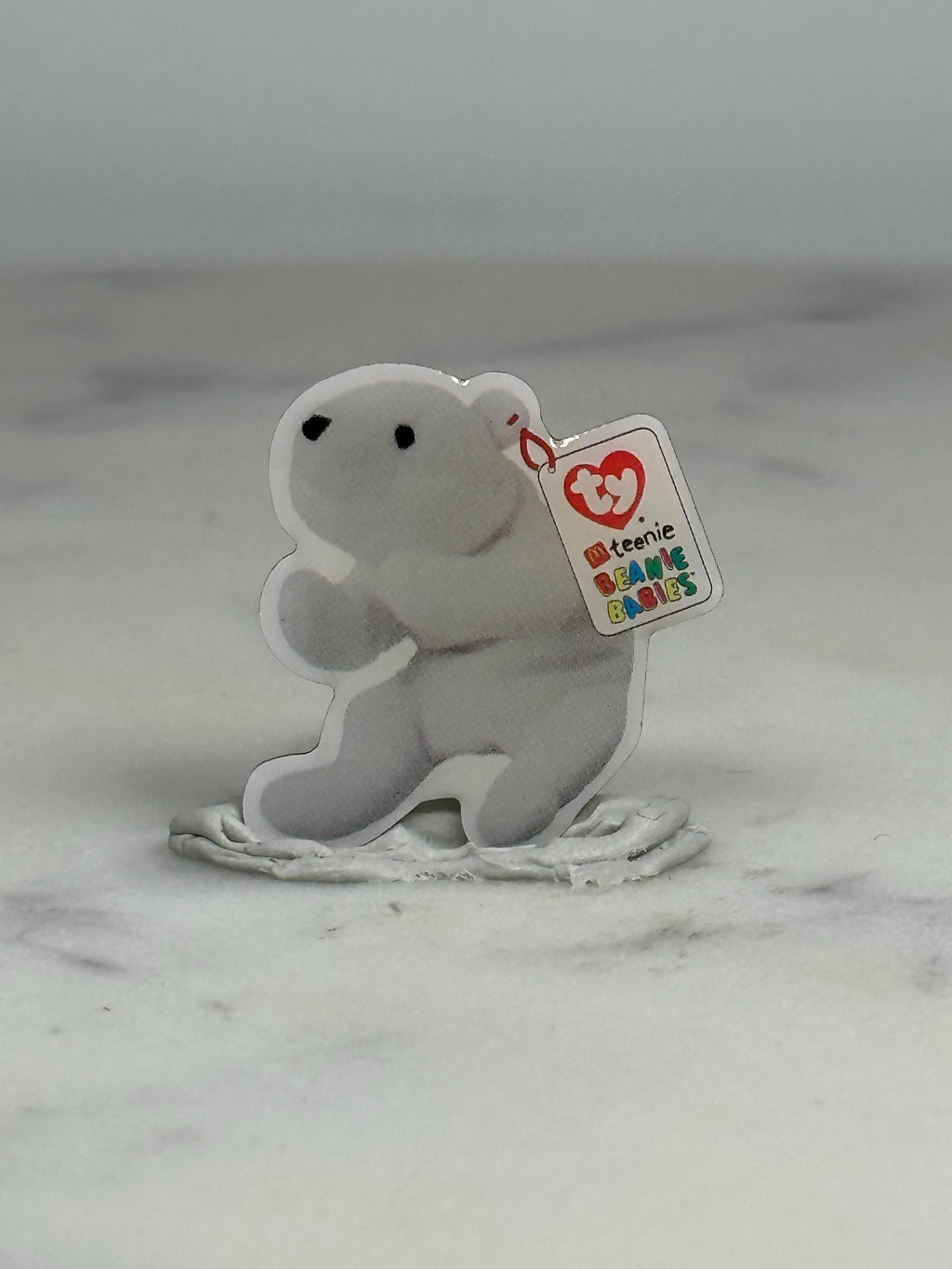 Beanie Babies Bear Pin: White Design - 90s Nostalgia Accessory