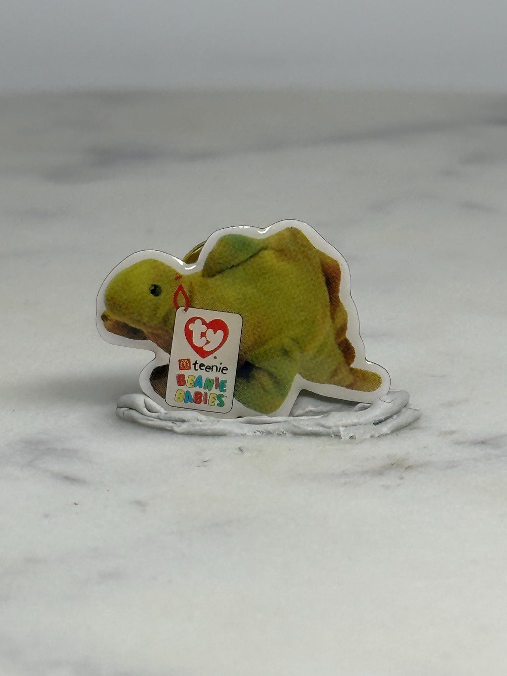 Beanie Babies Dinosaur Pin: Green Sticker Style - 90s Toy Accessory