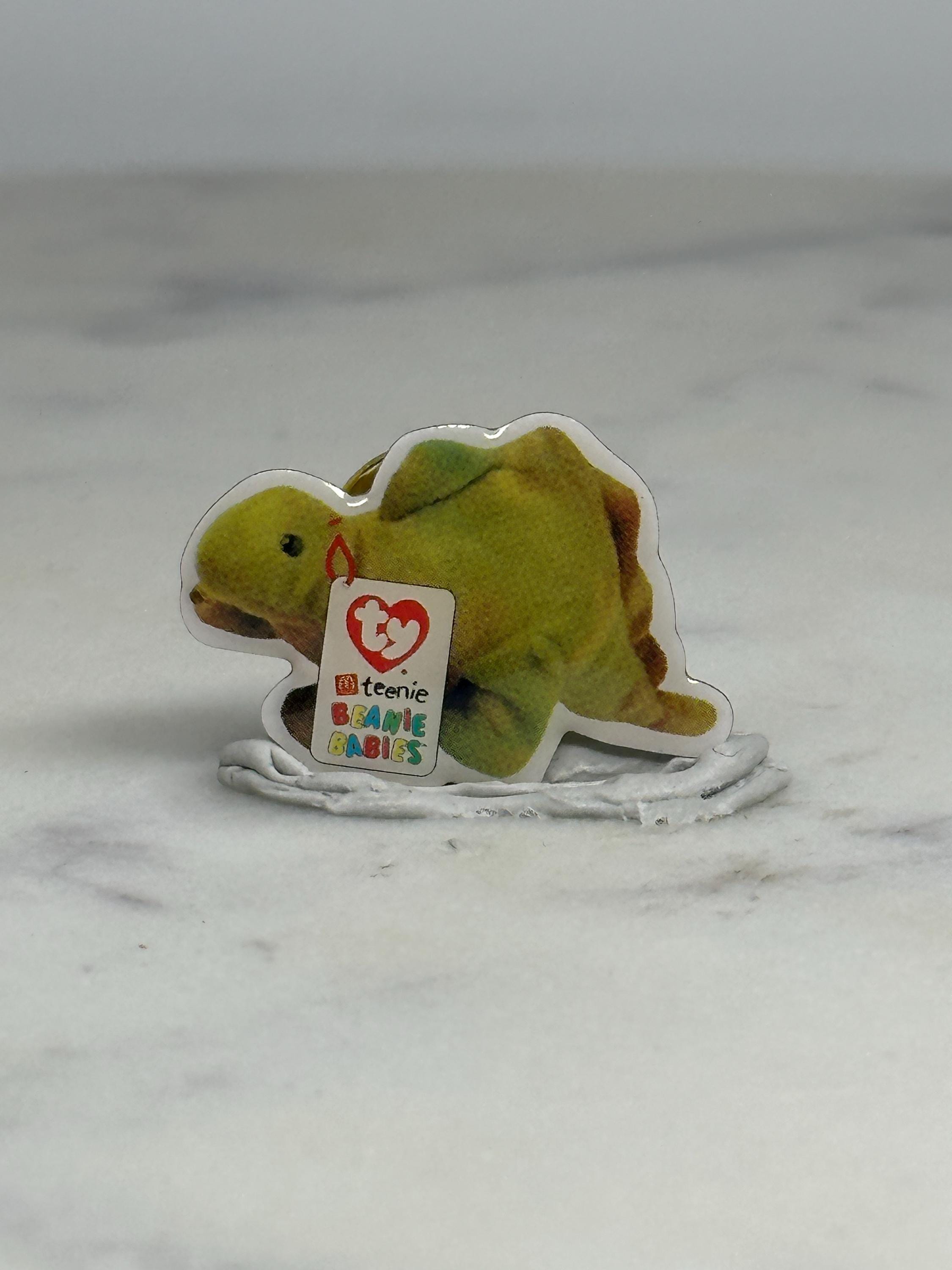 Beanie Babies Dinosaur Pin: Green Sticker Style - 90s Toy Accessory