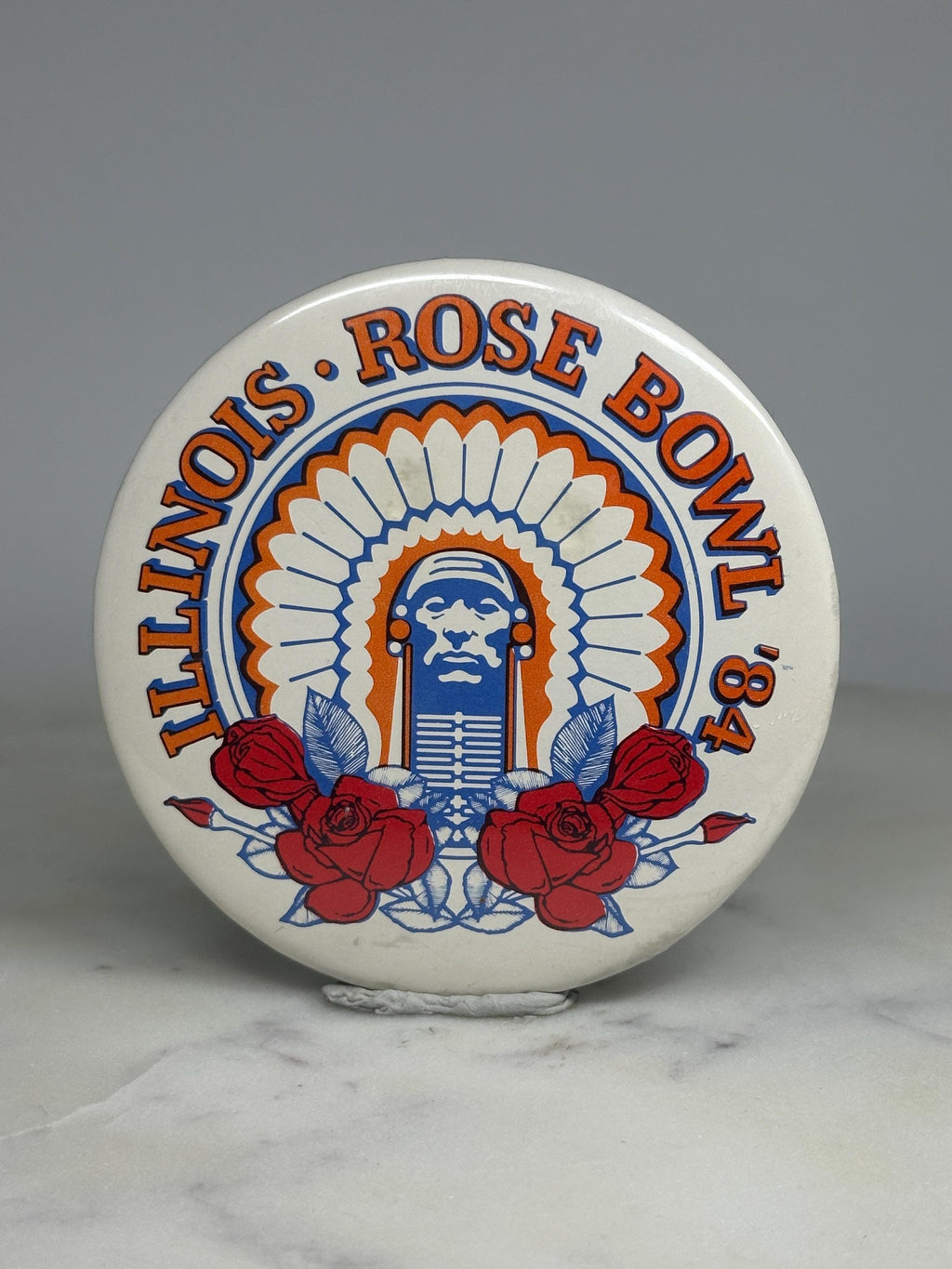 Illinois Rose Bowl Pinback Button: Red White Blue - 1984 Sports Accessory