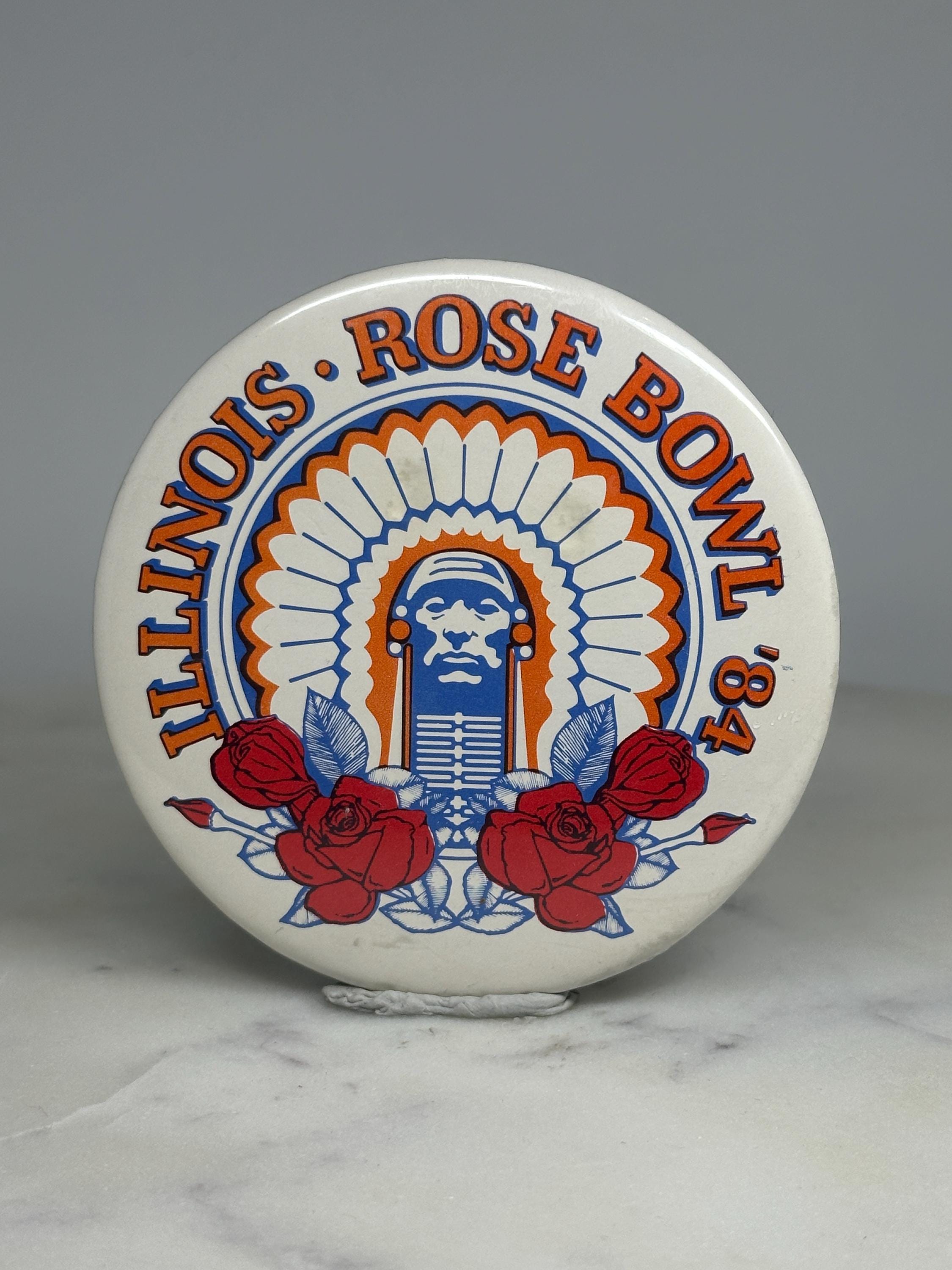 Illinois Rose Bowl Pinback Button: Red White Blue - 1984 Sports Accessory