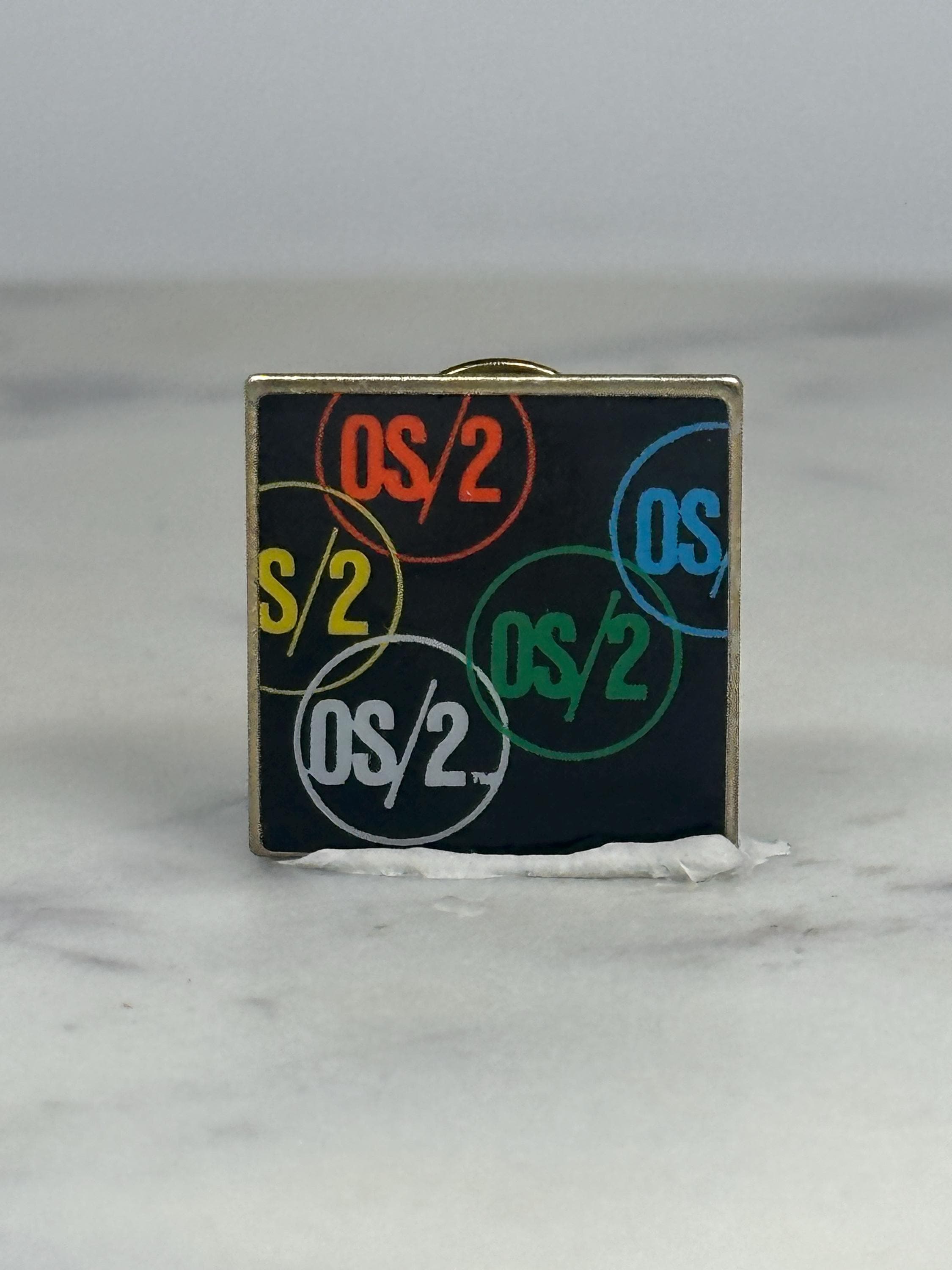 IBM OS/2 Logo Pin: Multicolor Black Enamel - Vintage Tech Accessory