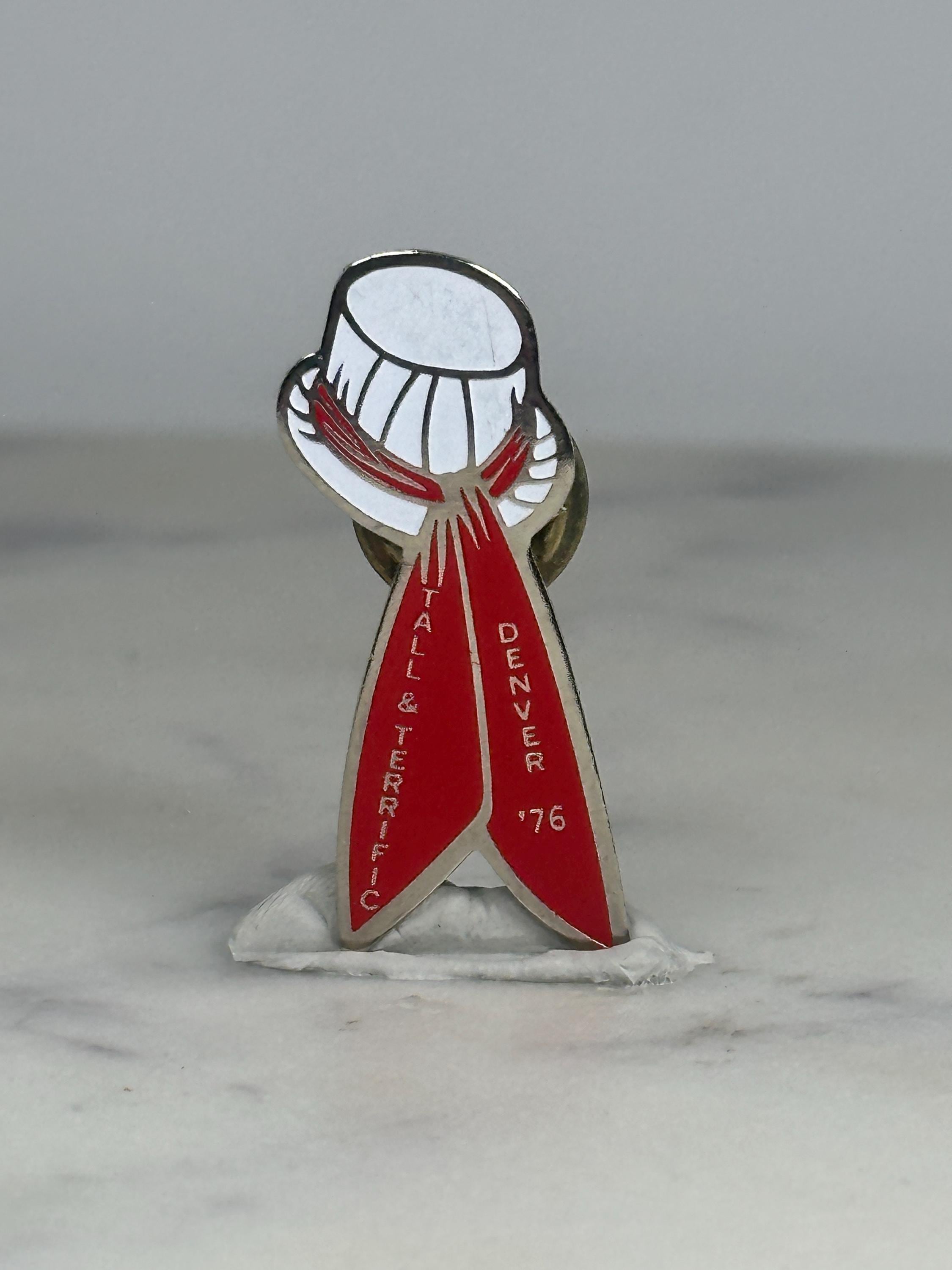 Tall & Terrific Chef Hat Pin: Red Enamel - 1976 Denver Souvenir Accessory