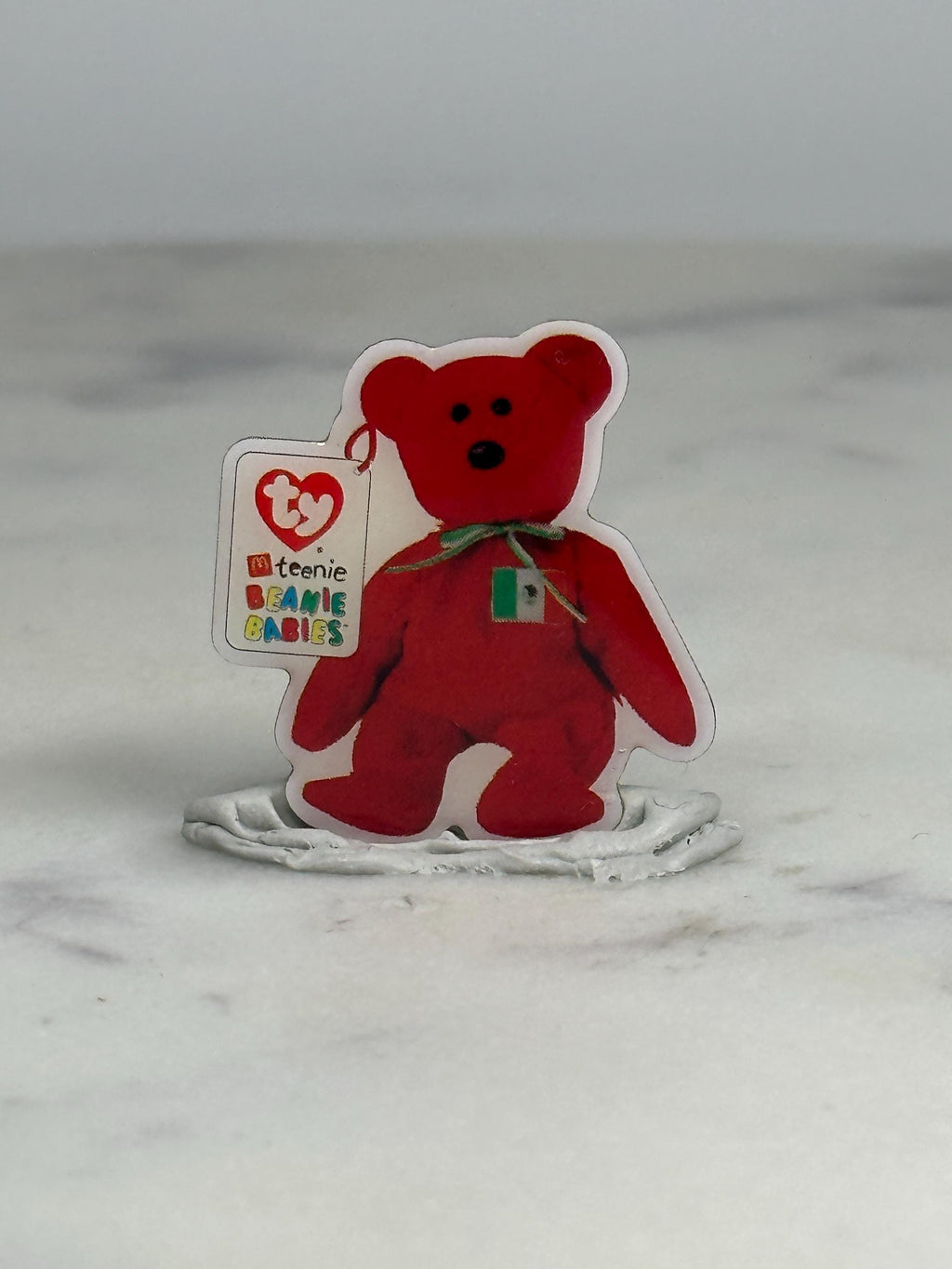 Beanie Babies Mexico Bear Pin: Red Bear with Mexican Flag - 90s Toy Collectible Accessory