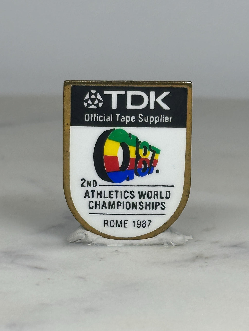 Athletics World Championships Pin: Enamel Shield Design - 1987 Rome Accessory