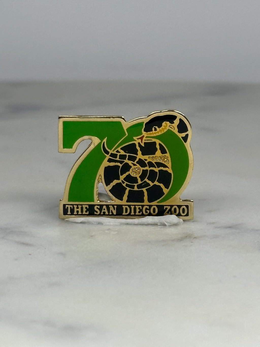 San Diego Zoo 70th Anniversary Pin: Green Enamel - Commemorative Accessory