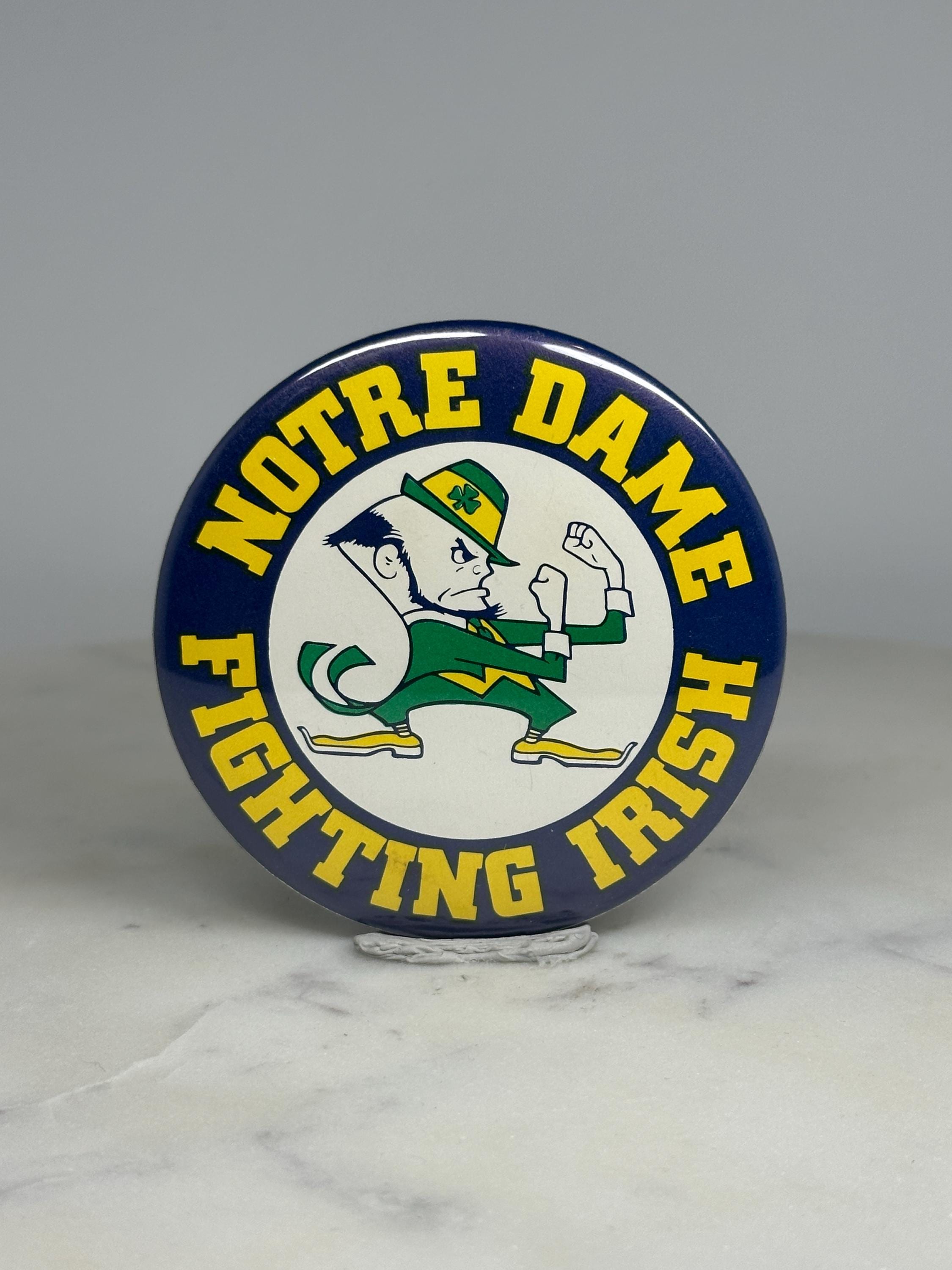 Notre Dame Fighting Irish Button Pin: Bold Colors - Vintage College Accessory