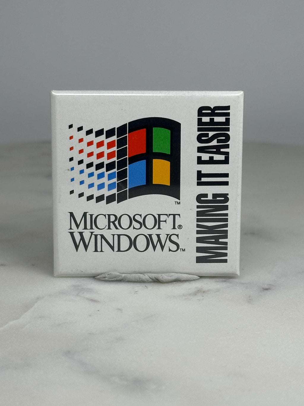 Microsoft Windows Button Pin: Classic Logo White - 90s Tech Accessory