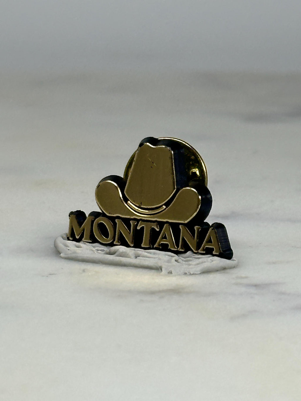 Montana Cowboy Hat Pin: Gold & Black Finish - Western Travel Accessory