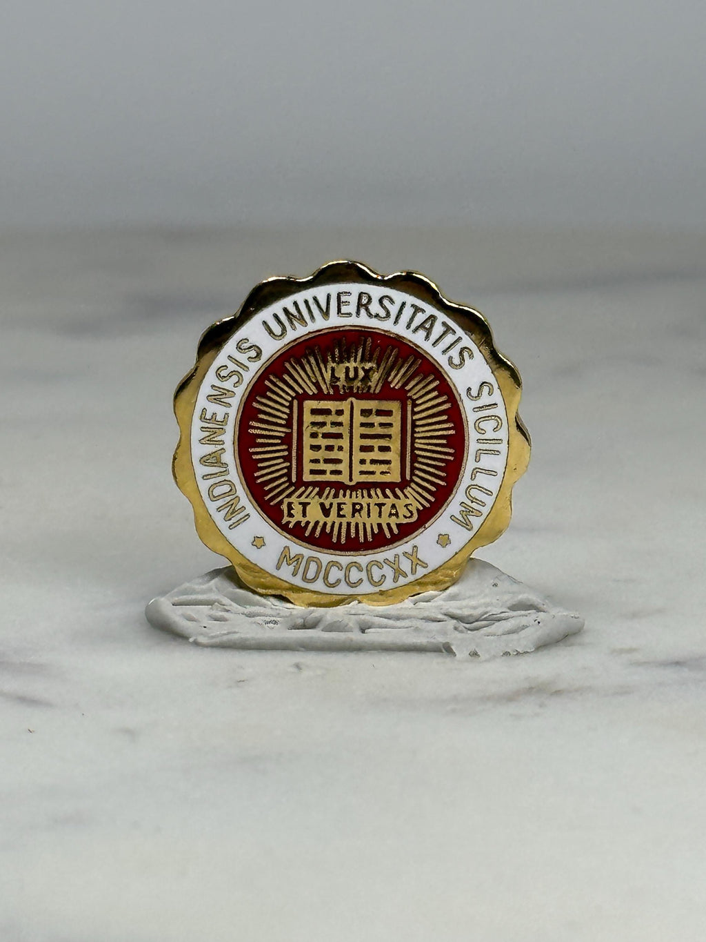 Indiana University Seal Lapel Pin: Gold & Red Enamel - Academic Collectible Accessory