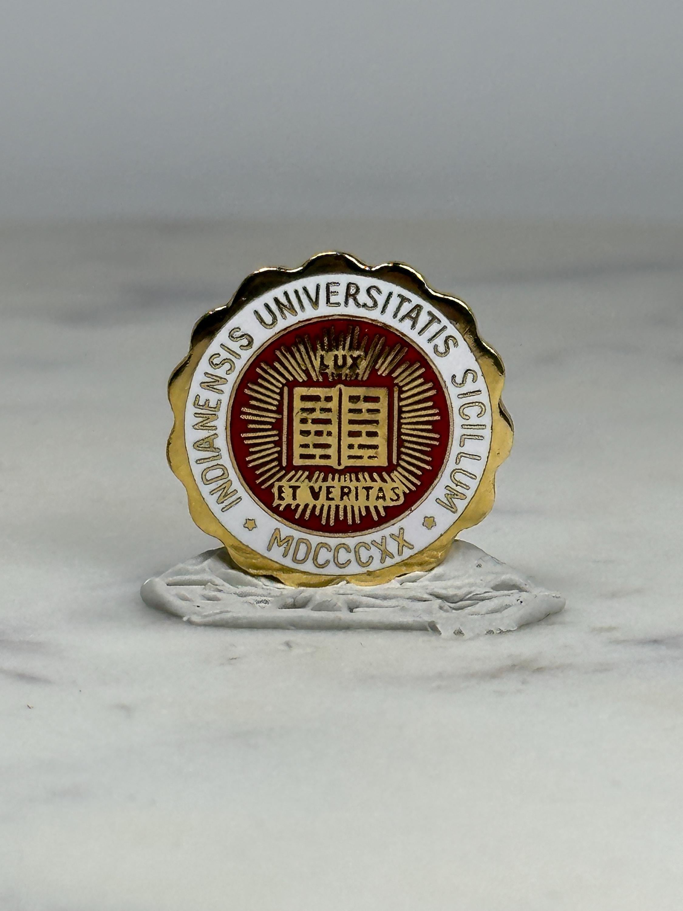 Indiana University Seal Lapel Pin: Gold & Red Enamel - Academic Collectible Accessory