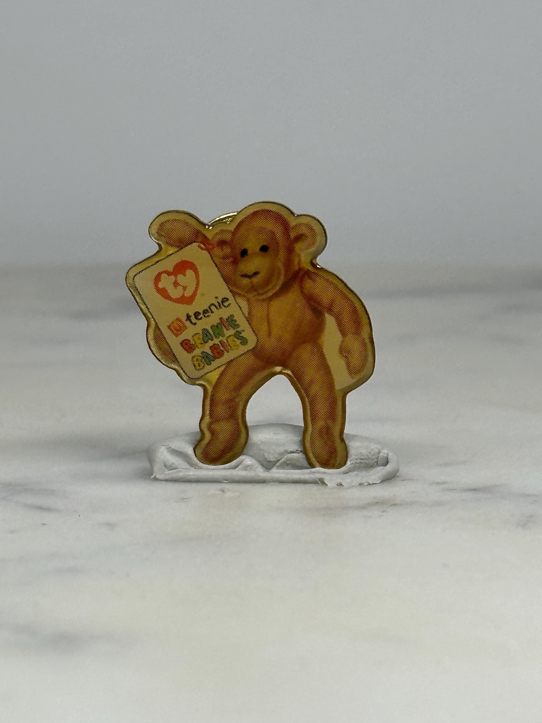 Beanie Babies Monkey Pin: Glossy Light Brown Finish - 90s Toy Collectible