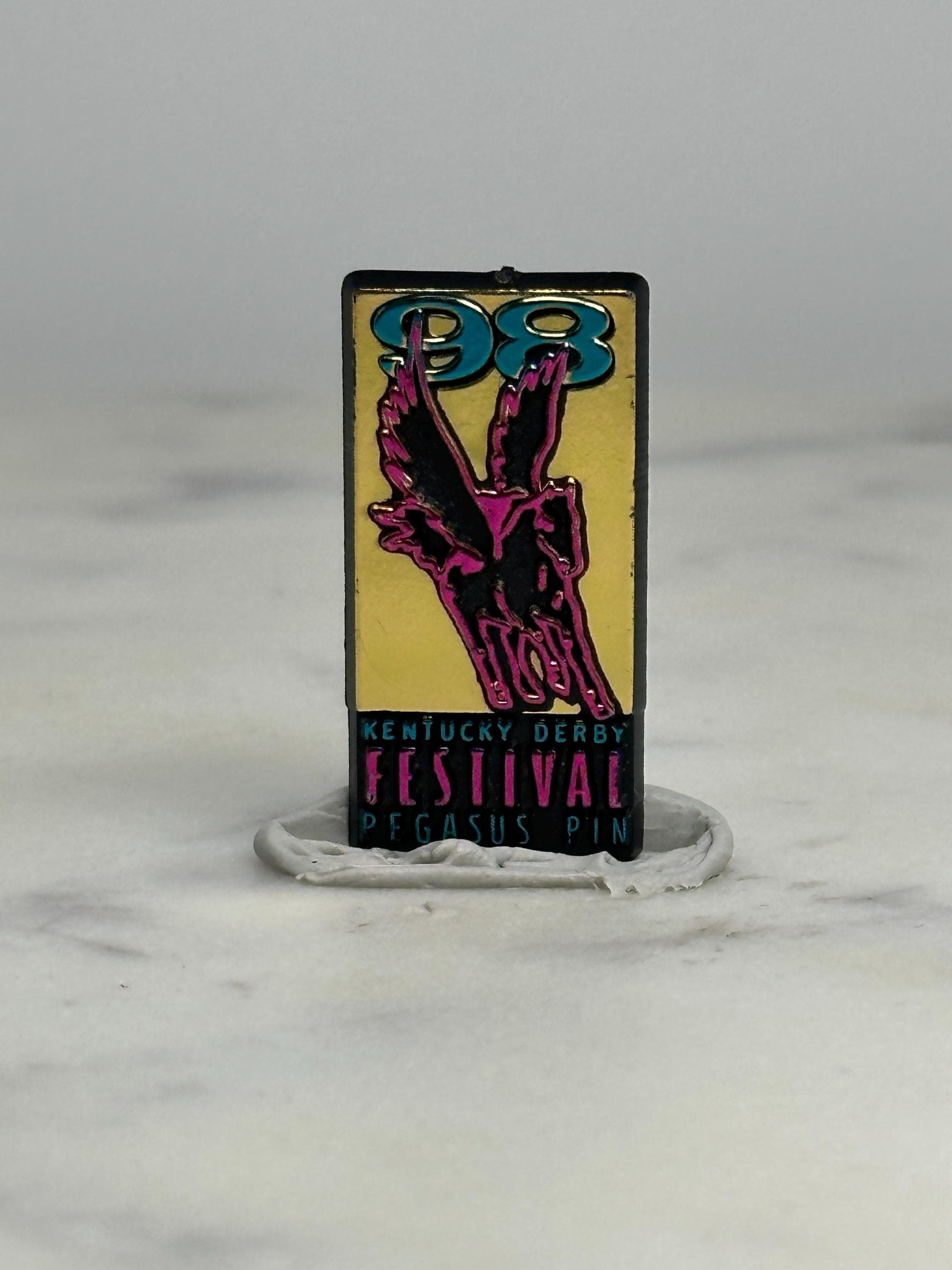 1998 Kentucky Derby Pegasus Pin: Vibrant Neon Enamel - Festival Accessory