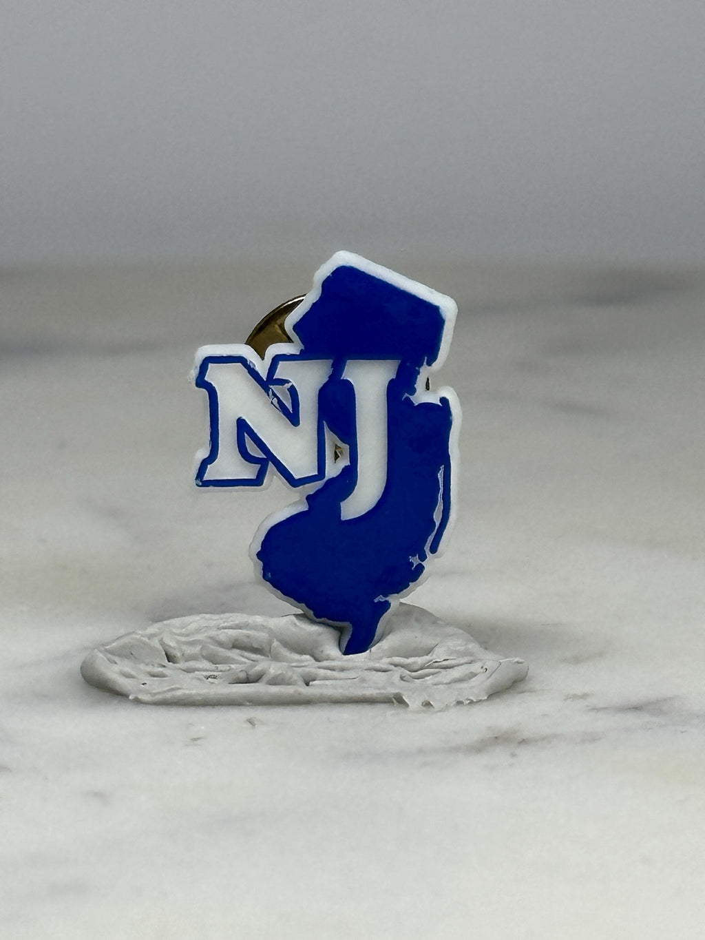 New Jersey State Pin: Blue & White Enamel - Retro Travel Accessory