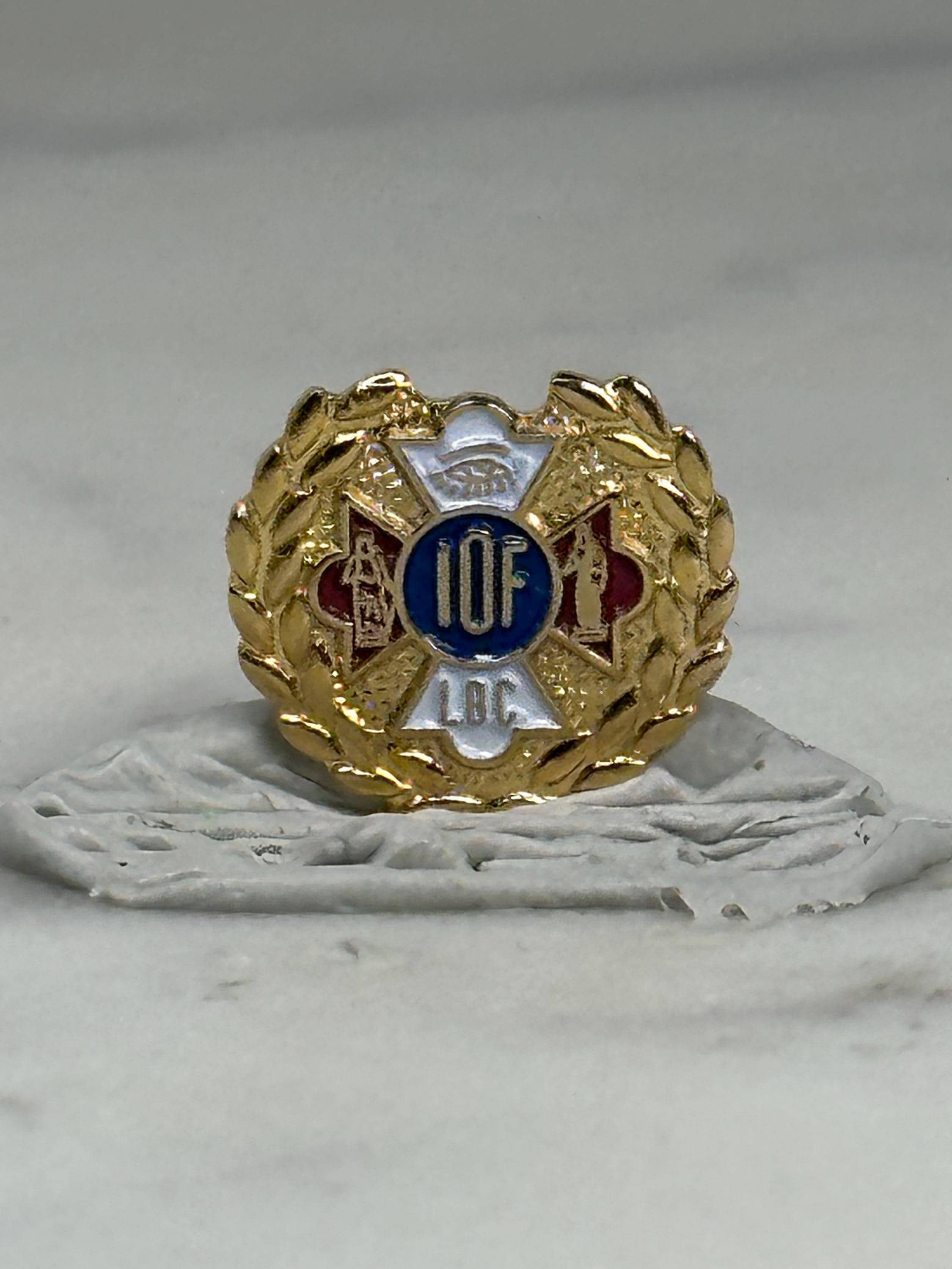 IOF Fraternal Order Pin: Gold Tone Enamel - Vintage Organization Accessory