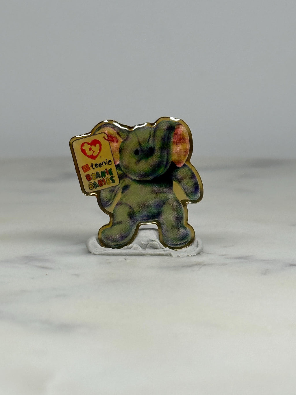 Beanie Babies Elephant Pin: Grey Multicolor Enamel - 90s Toy Accessory