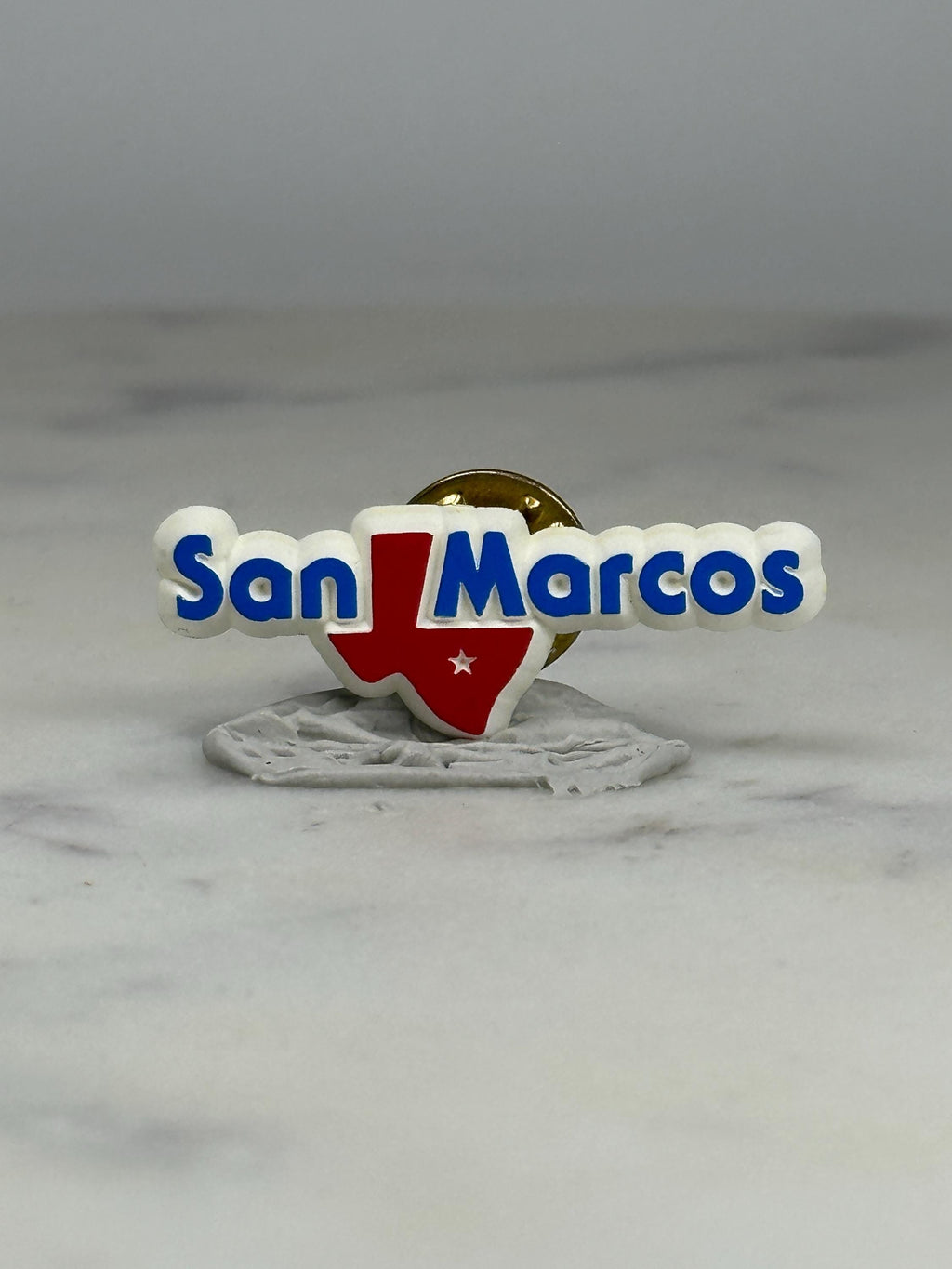 San Marcos Texas Pin: Red White Blue Enamel - Retro Travel Accessory