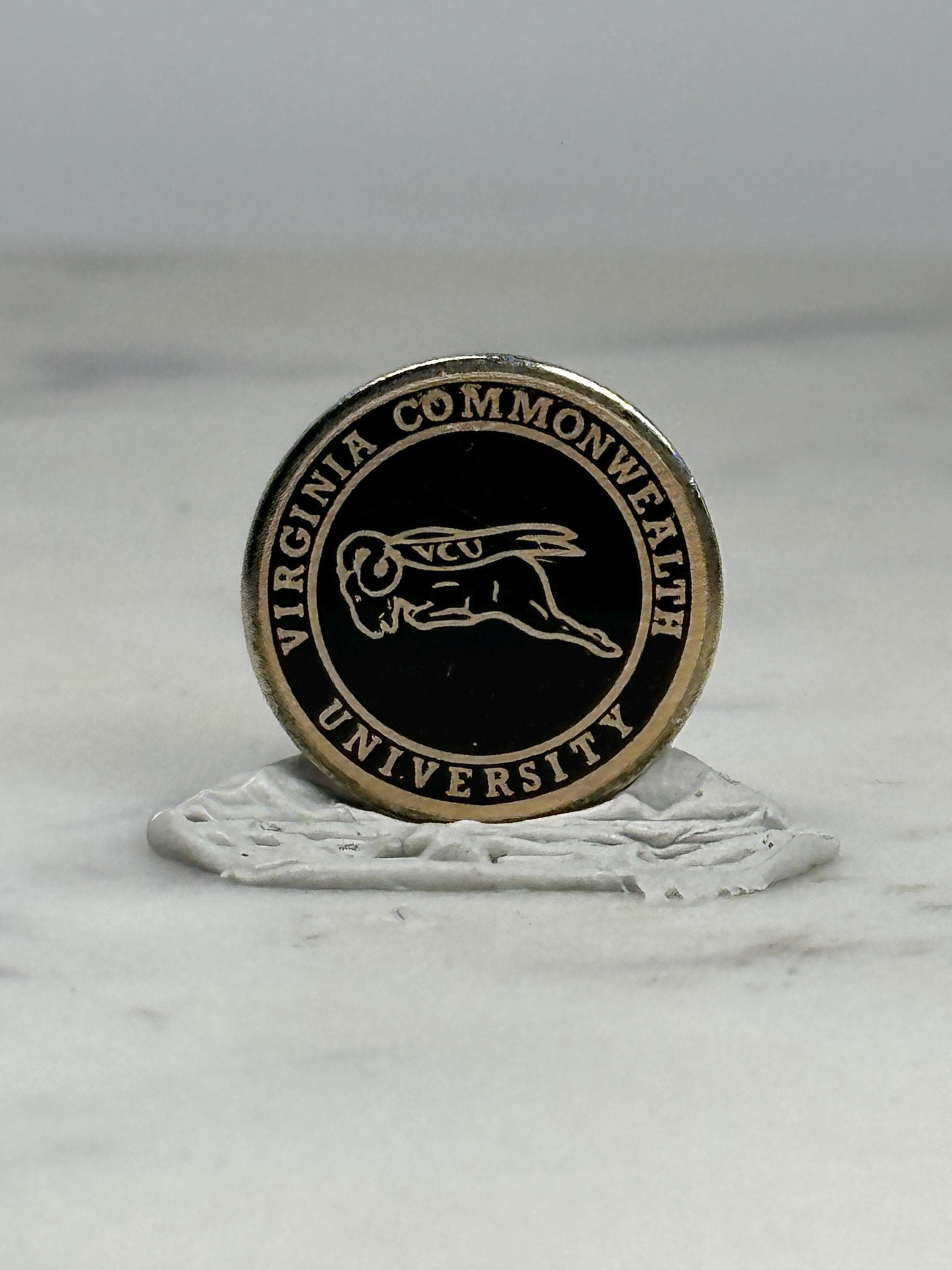 VCU University Pin: Black & Gold Enamel - Vintage College Accessory